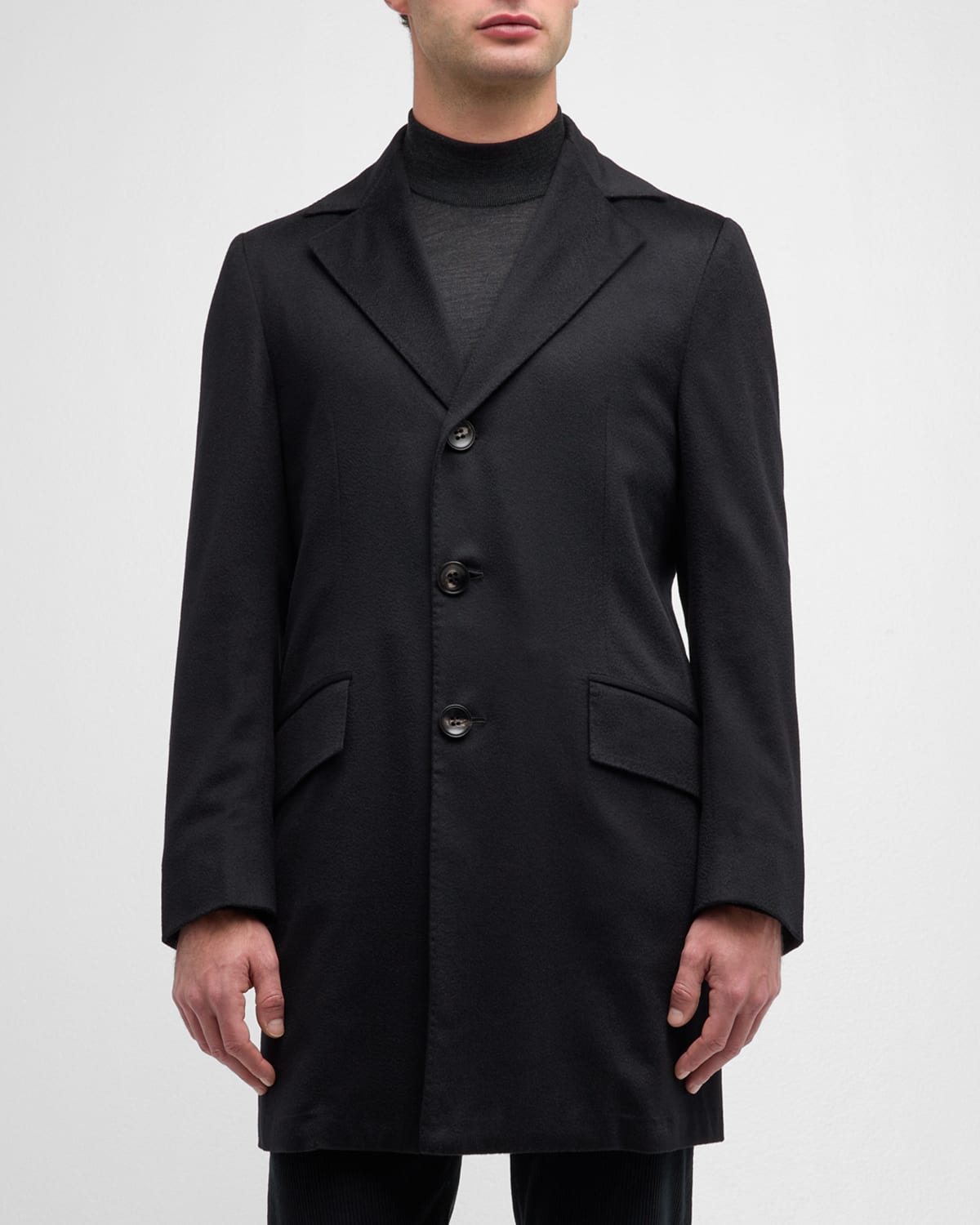 Kiton Men's Cashmere 3-button Top Coat In Black