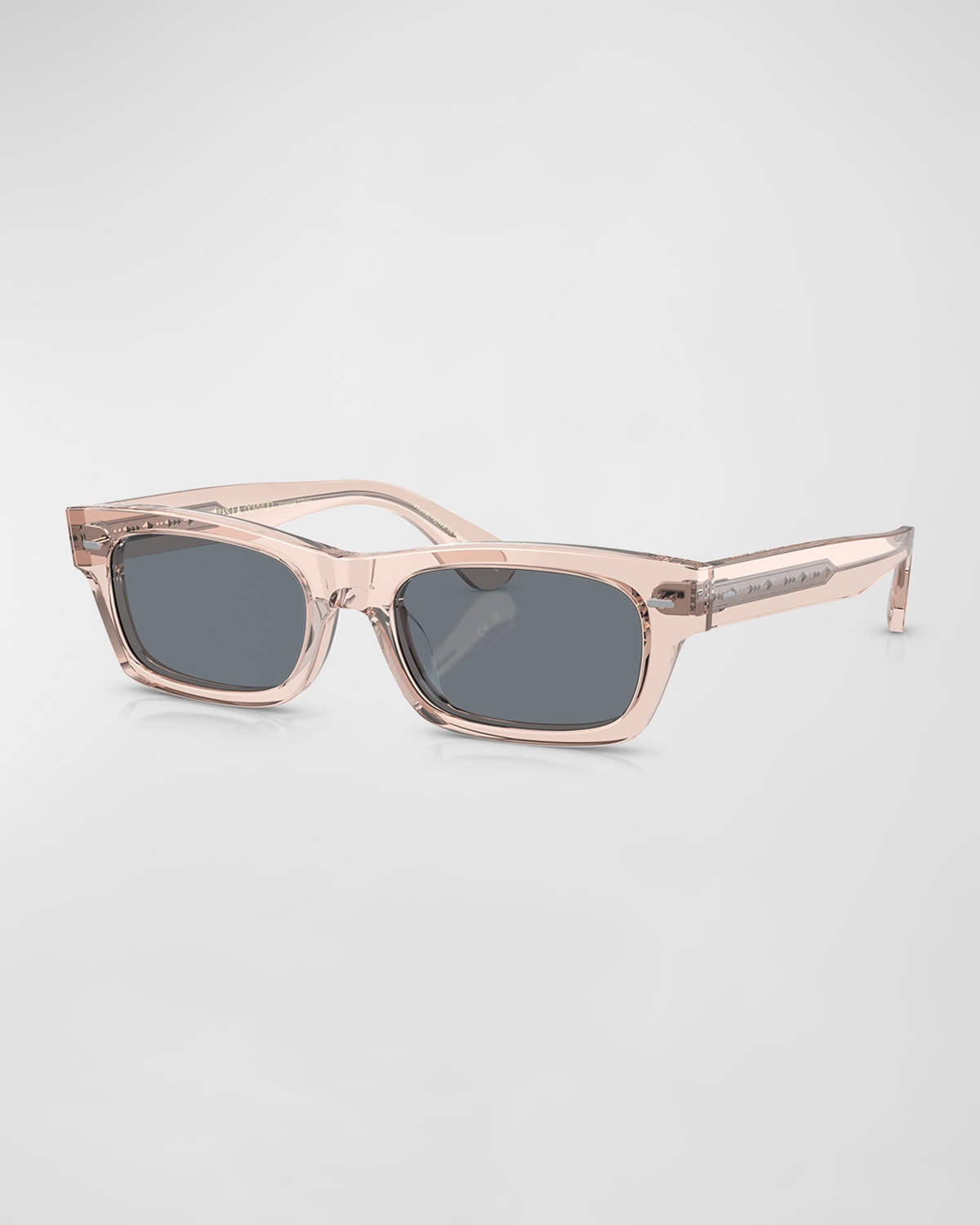 Shop Oliver Peoples Semi-transparent Acetate & Crystal Rectangle Sunglasses In Rose Gold