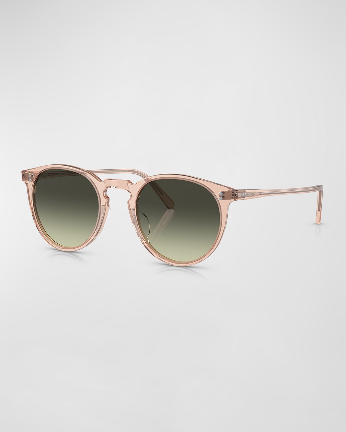 Shop Oliver Peoples Semi-transparent Round Acetate & Crystal Sunglasses In Rose Gold