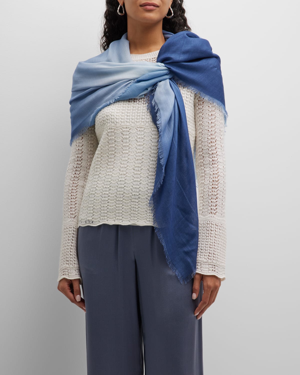 Alonpi Ombre Cashmere-silk Scarf In Dg P 34 Blue | ModeSens