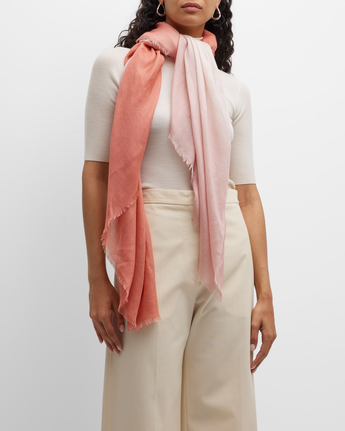 Alonpi Ombre Cashmere-silk Scarf In Pink
