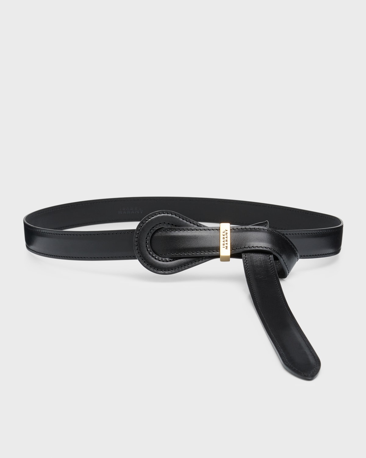 Isabel Marant Brindi Pull-through Leather & Brass Belt In Black