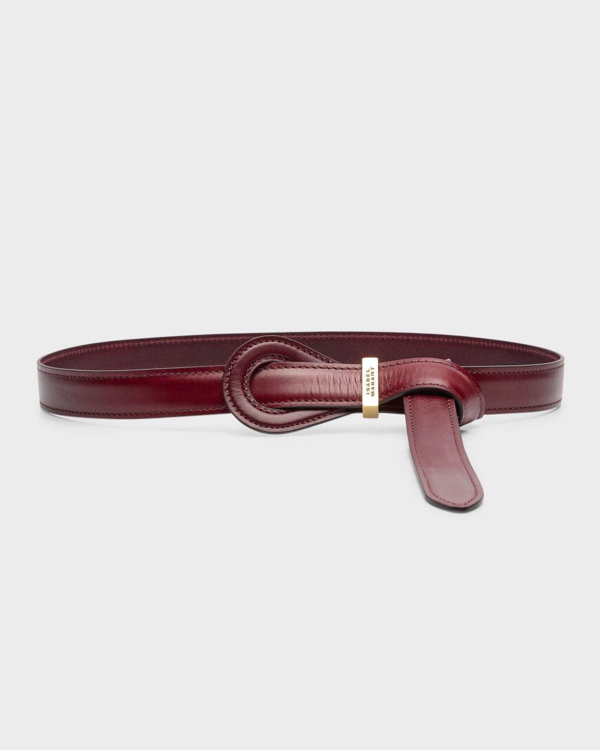 Isabel Marant Brindi Pull-through Leather & Brass Belt In Burgundy