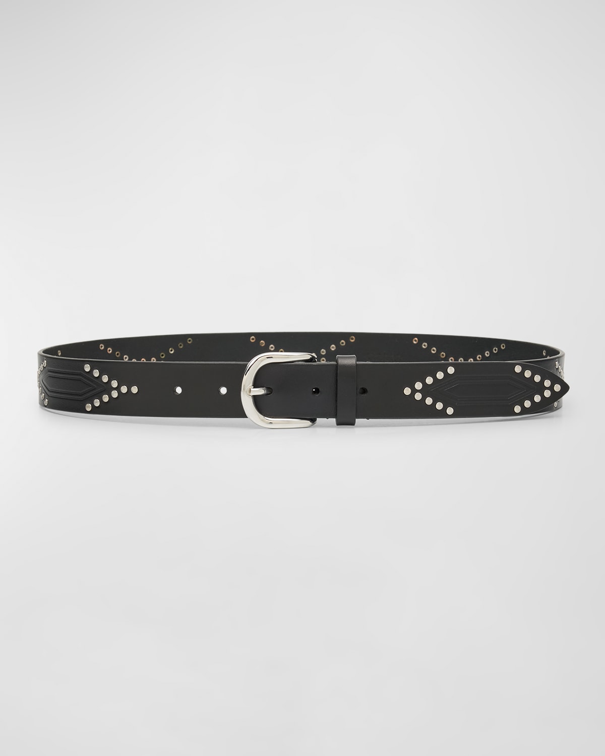 Shop Isabel Marant Telly Gd Studded Leather Belt In Black Silver