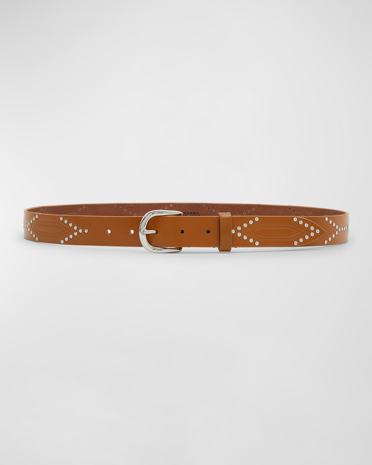 Isabel Marant Telly-gd Studded Leather Belt In Natural,silver