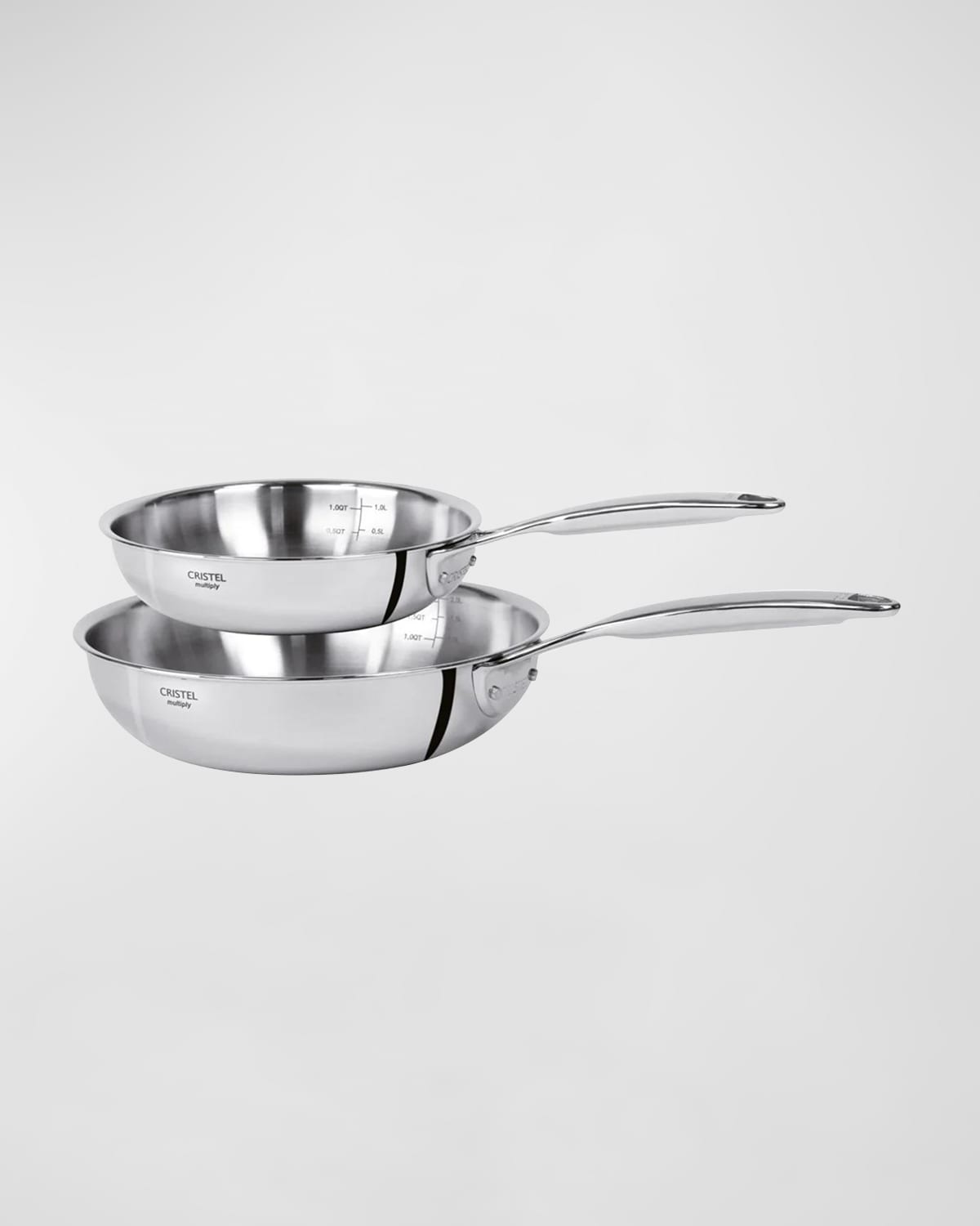 Cristel Castel Pro Ultraply 2-piece Stainless Steel Frying Pan Set In Metallic