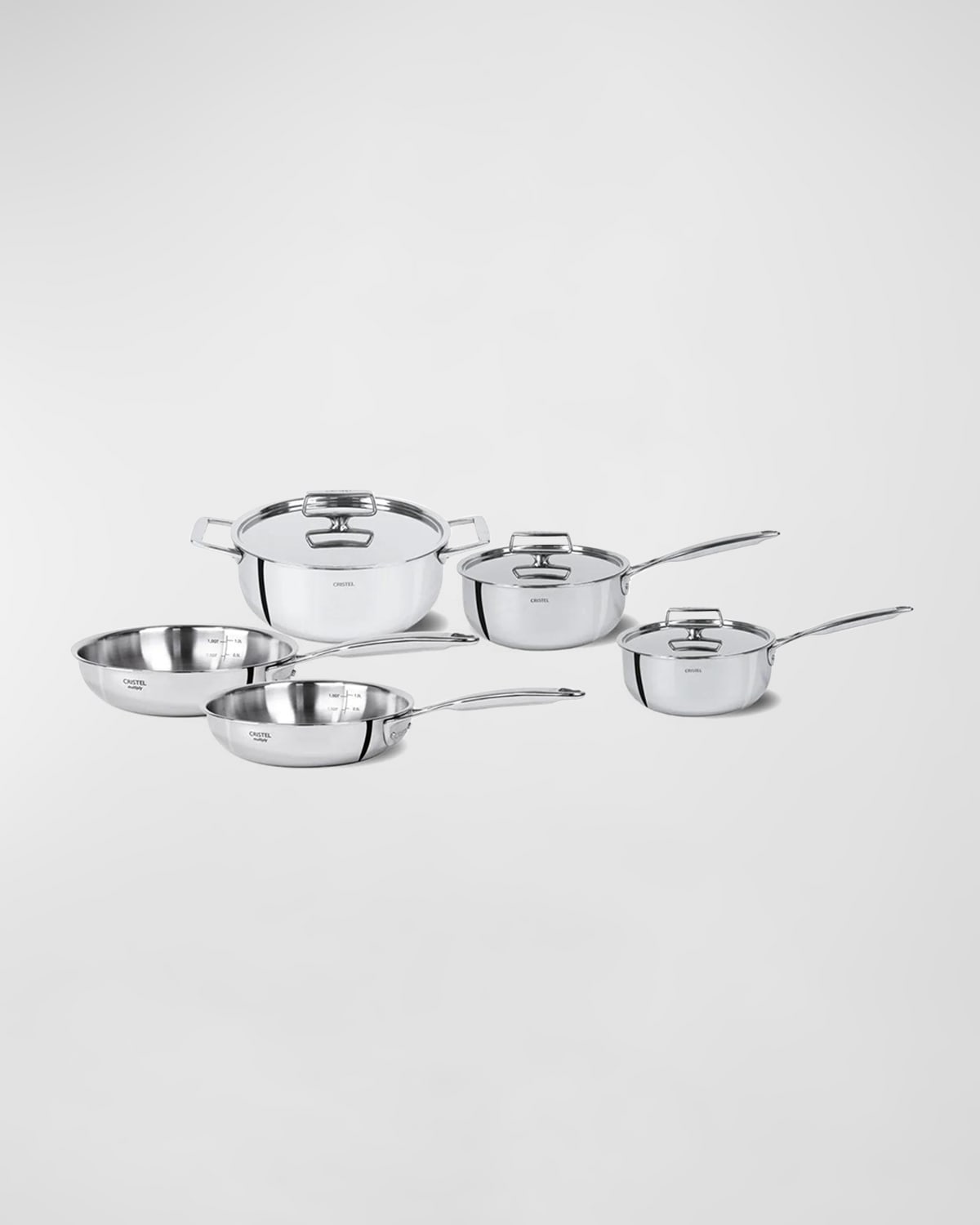 Cristel Castel Pro Ultraply 8-piece Stainless Steel Cookware Set In Metallic