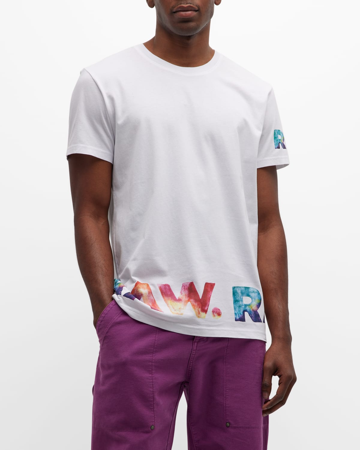 G-STAR RAW Men's Raw Rainbow Logo-Print T-Shirt