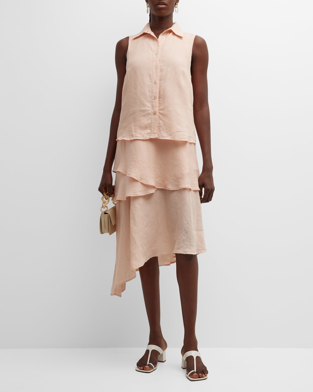 Finley Jasmine Tiered Sleeveless Linen Midi Dress
