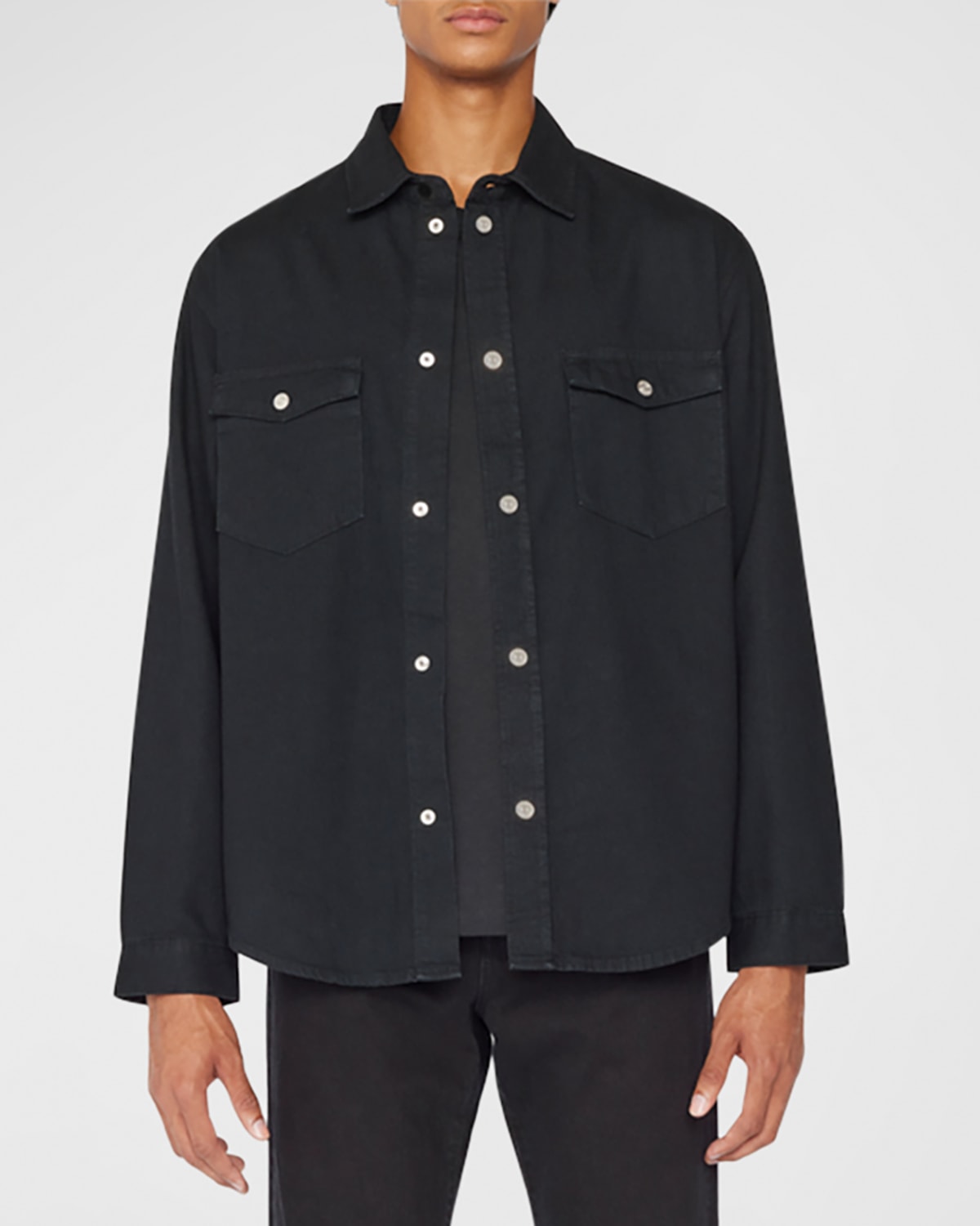 Shop Frame Men's Fashion Denim Shirt In Noir
