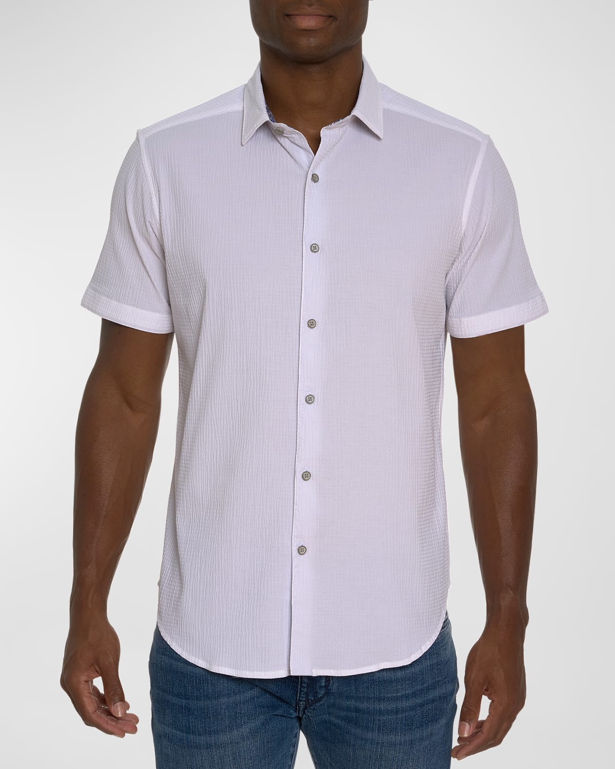 Robert Graham Shark Bite Short Sleeve Button Down Shirt In White