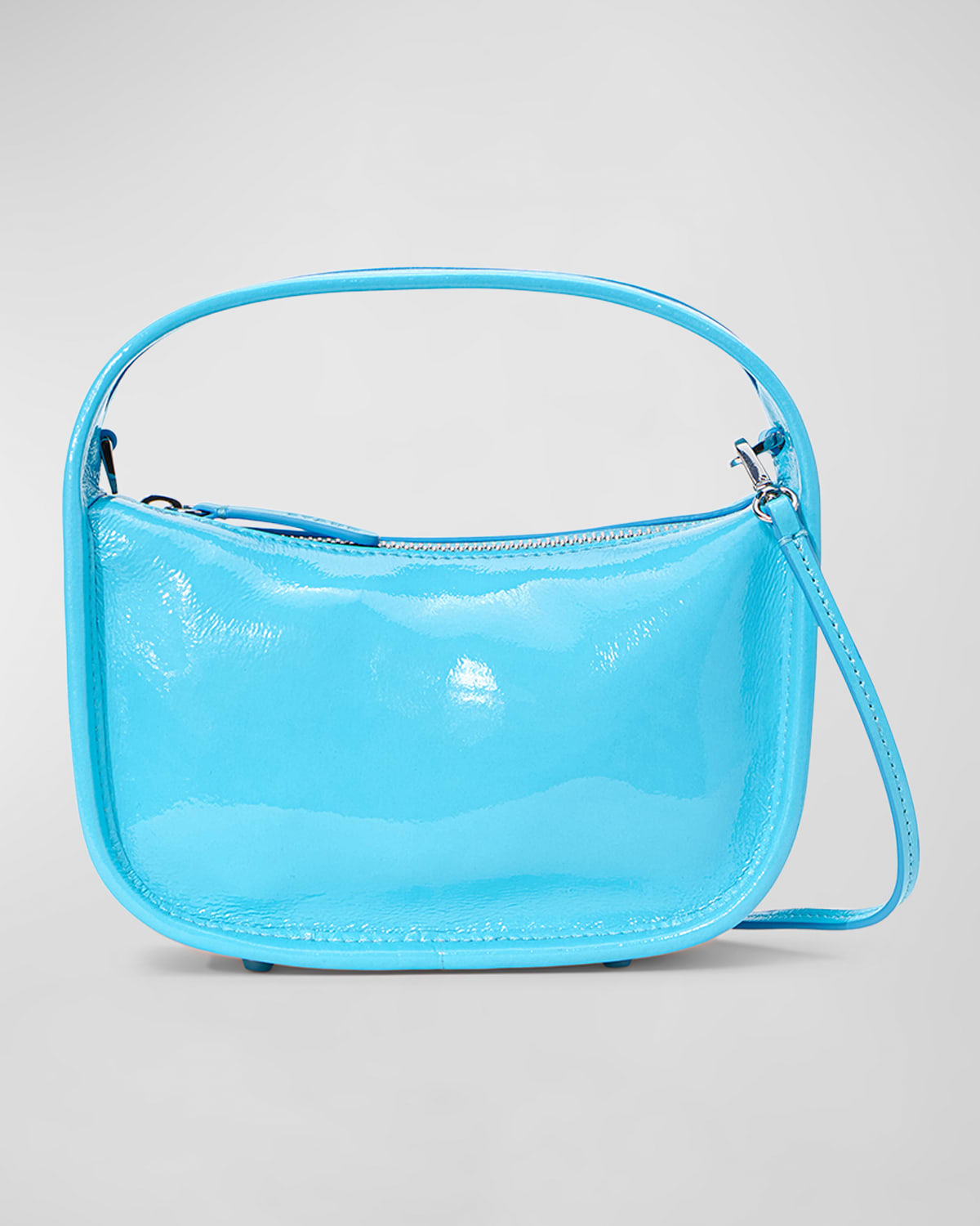 Staud Venice Convertible Patent Leather Crossbody Bag In Pacific