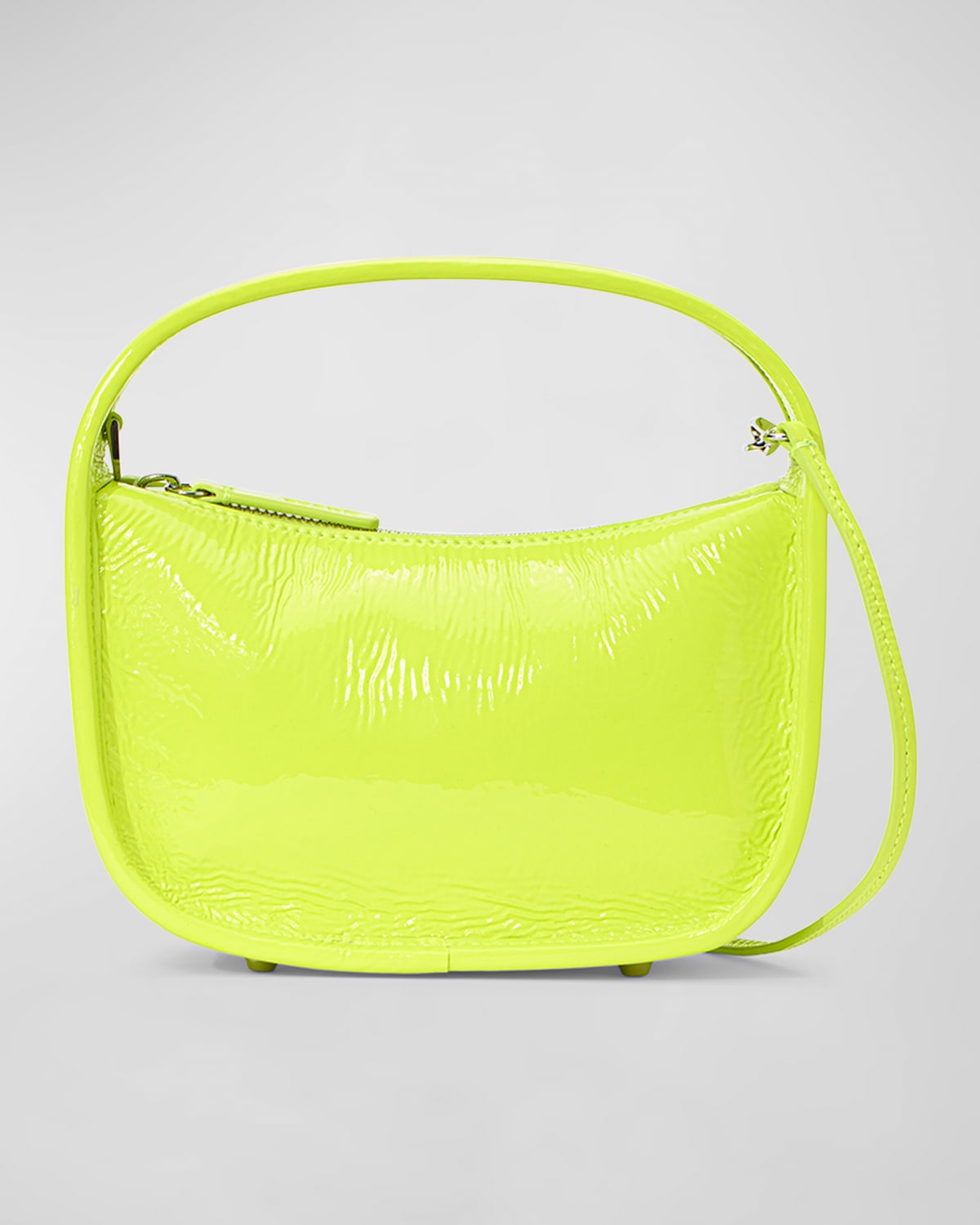 Staud Venice Convertible Patent Leather Crossbody Bag In Citron