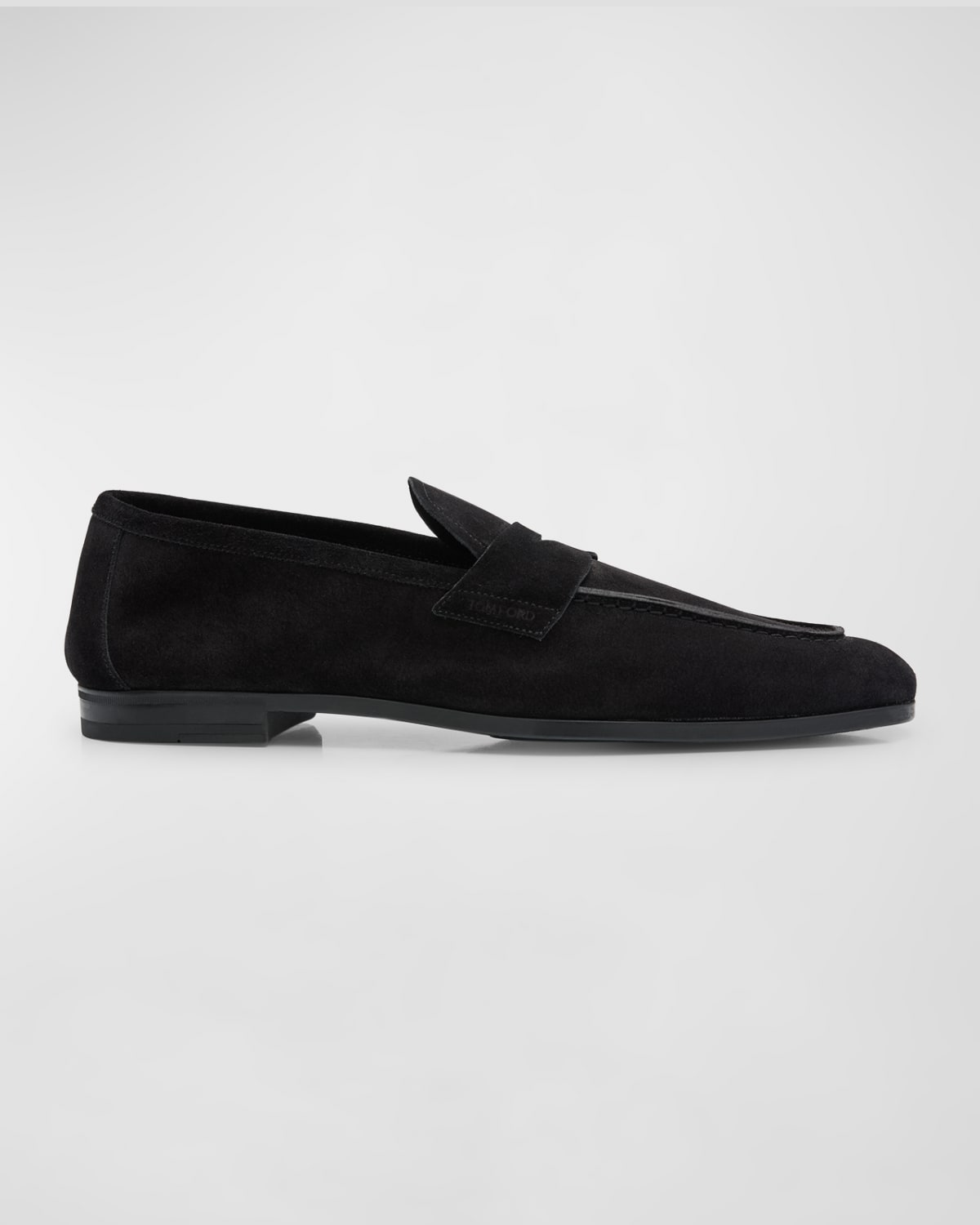 Shop Tom Ford Men's Sean Suede Penny Loafers In Black