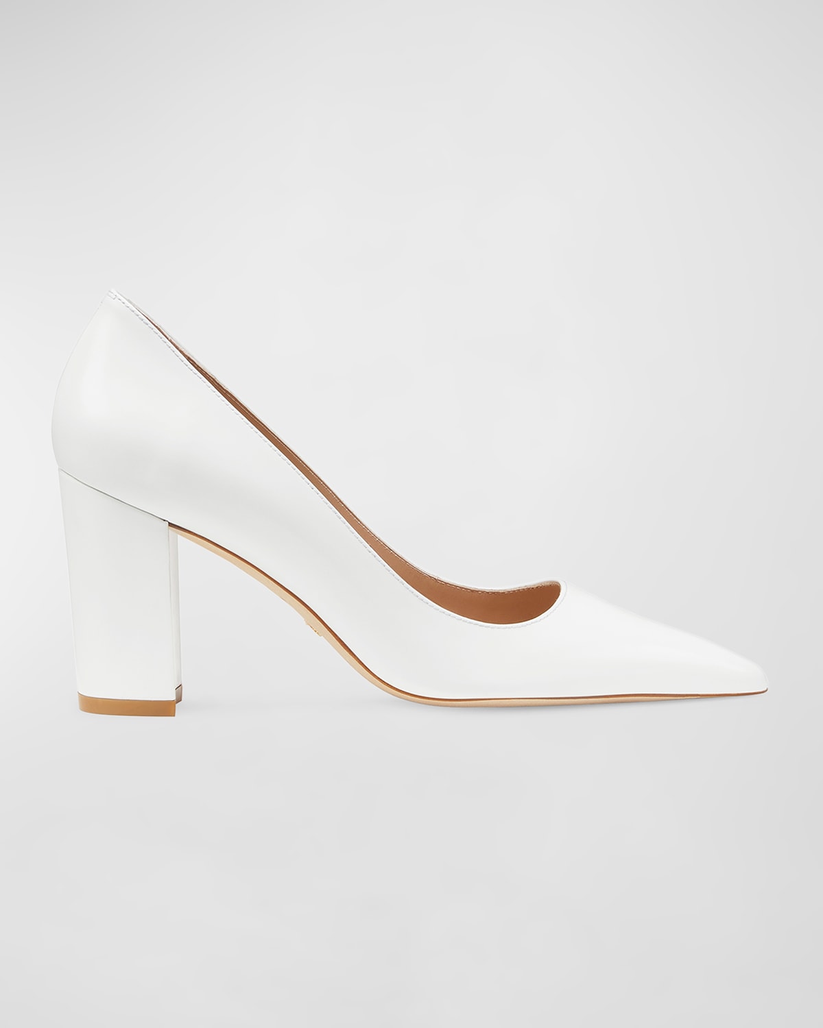 Stuart Weitzman Women's Stuart 85 Pointed Toe Block Heel Pumps In White.