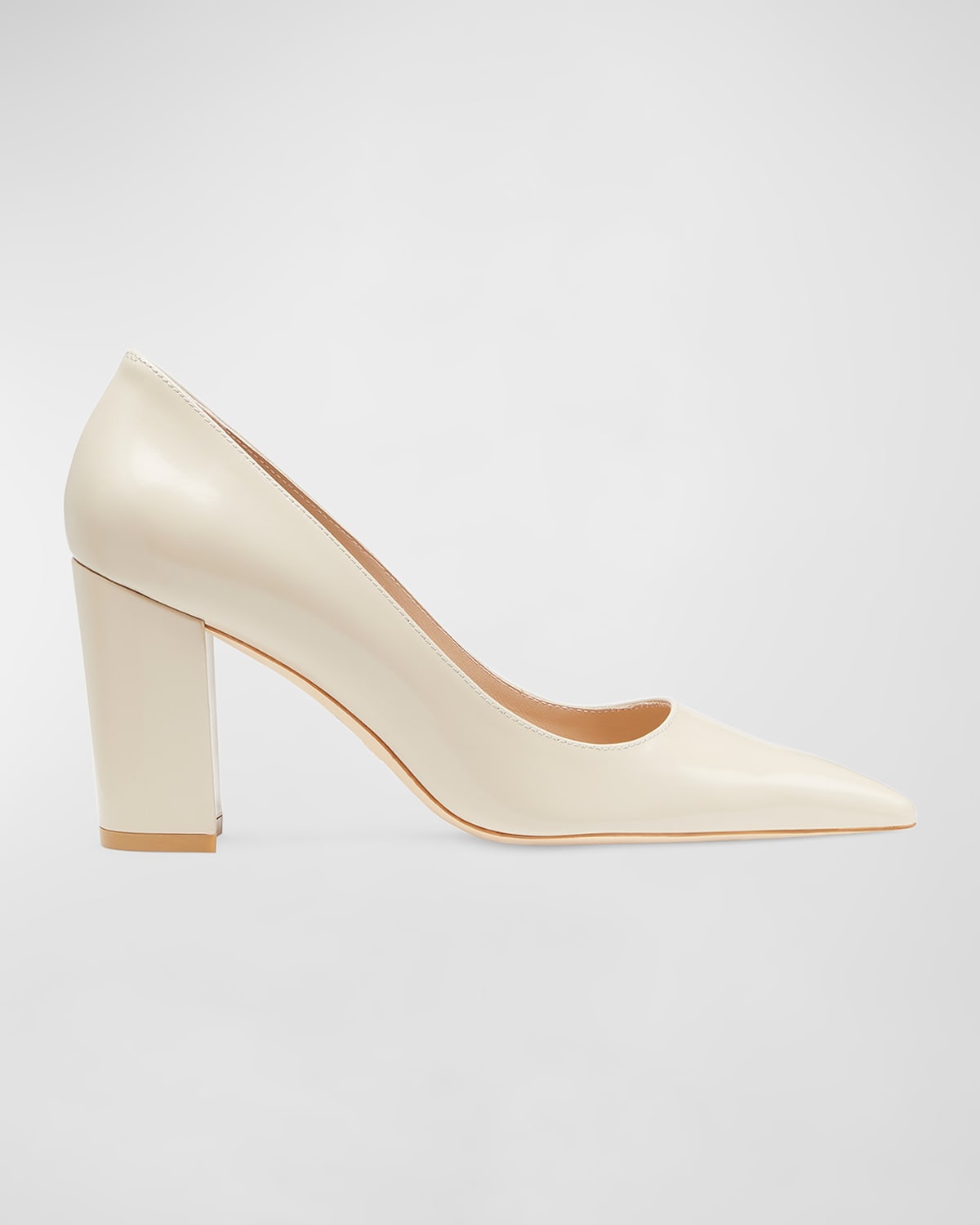 Shop Stuart Weitzman Stuart Leather Block-heel Pumps In Dune