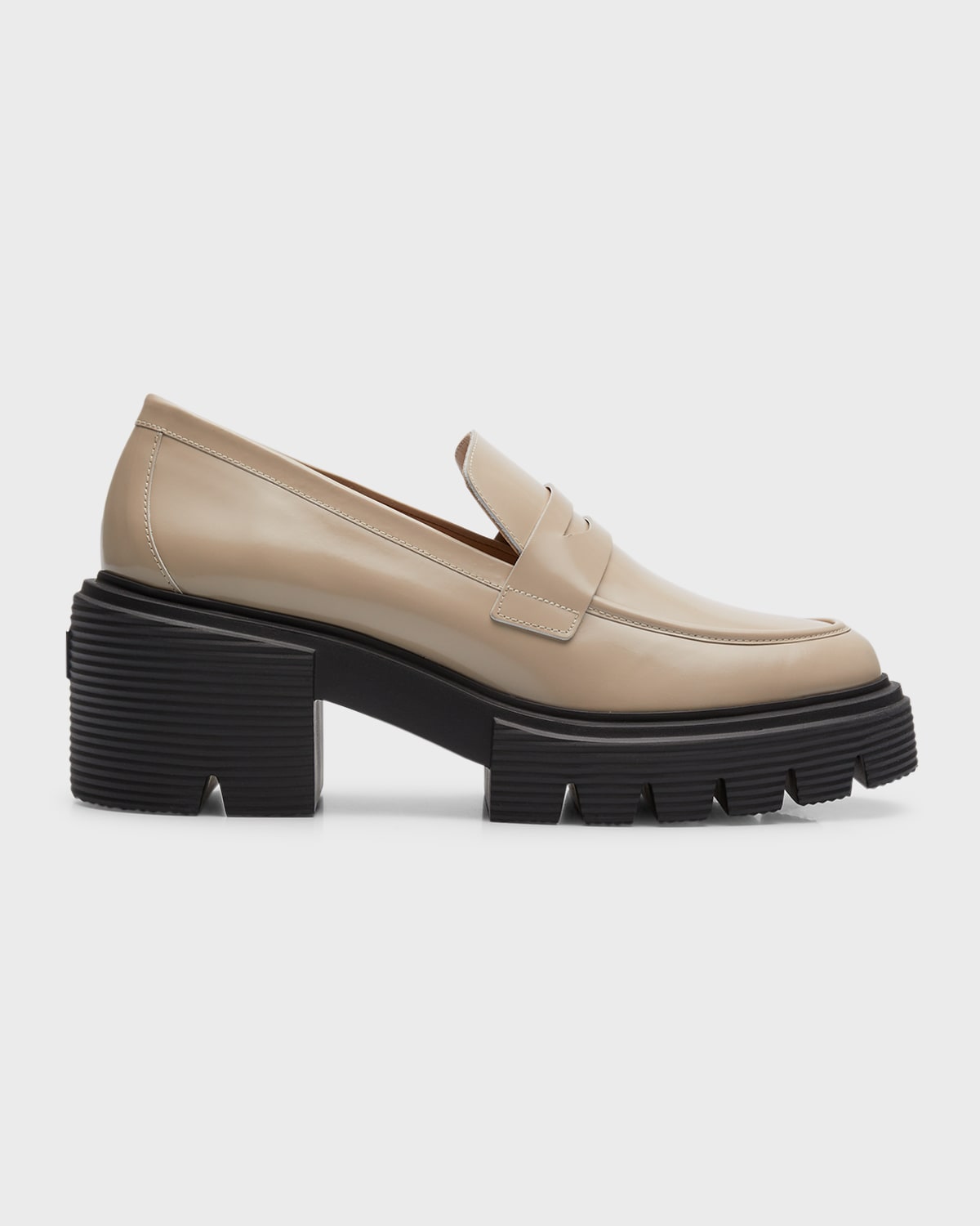 Shop Stuart Weitzman Soho Leather Casual Penny Loafers In Dune