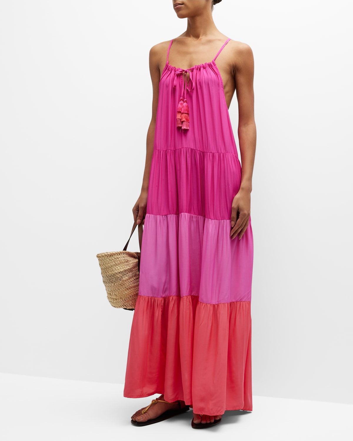 Colorblock Tiered Maxi Dress