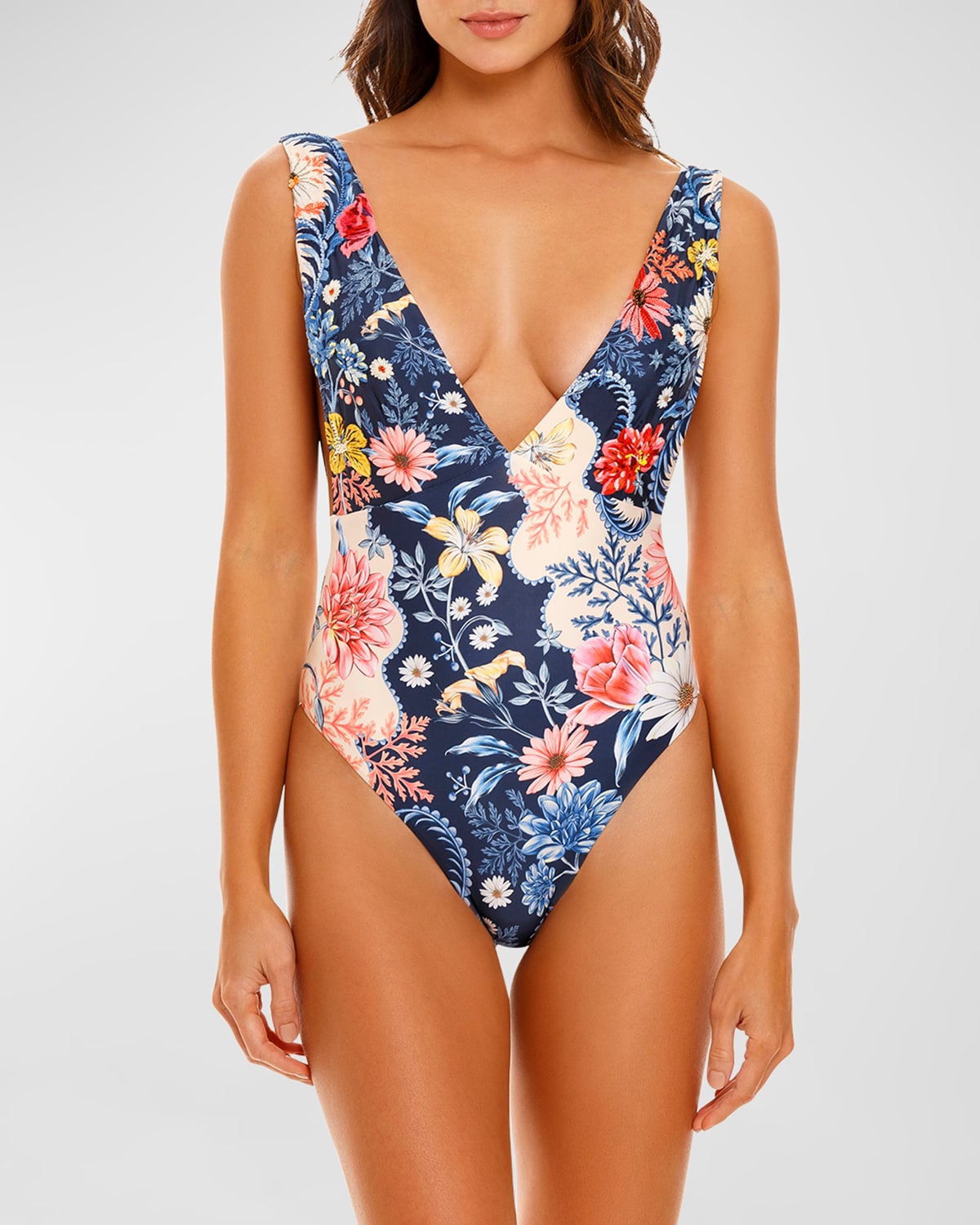 Agua Bendita Tulipa Ross Embroidered One-piece Swimsuit In Multi