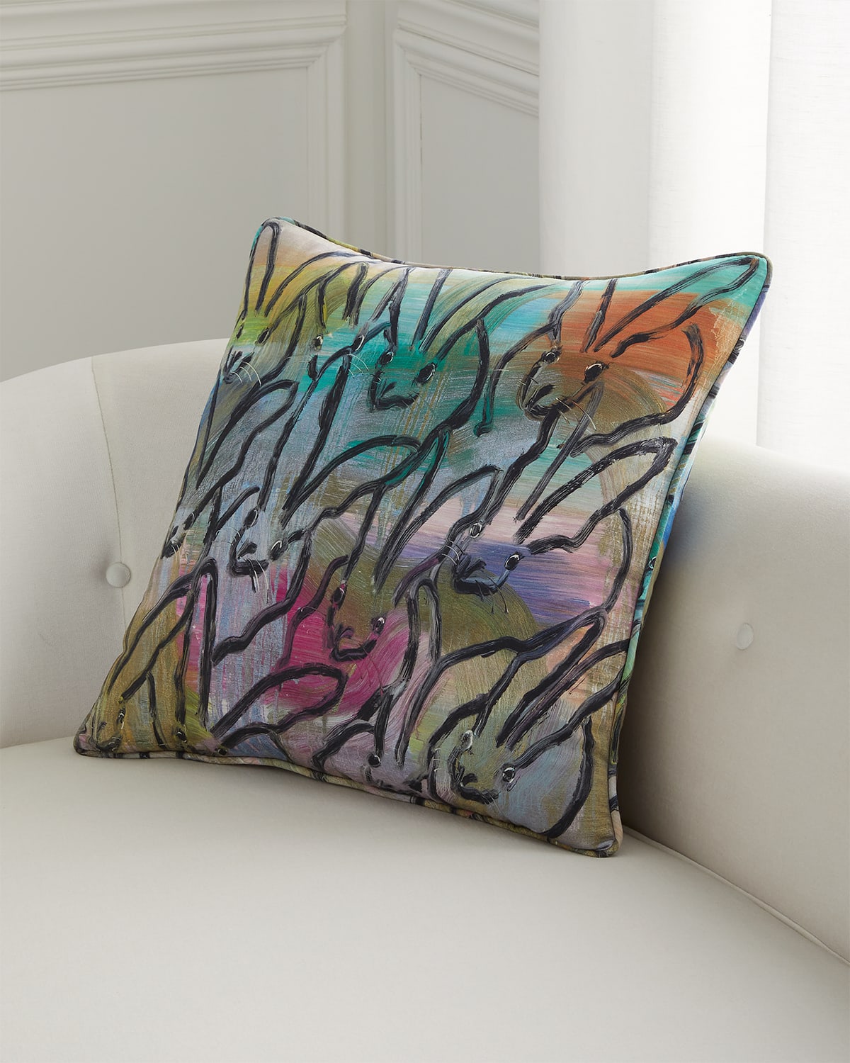 Hunt Slonem Lucky Bunny Cotton Pillow