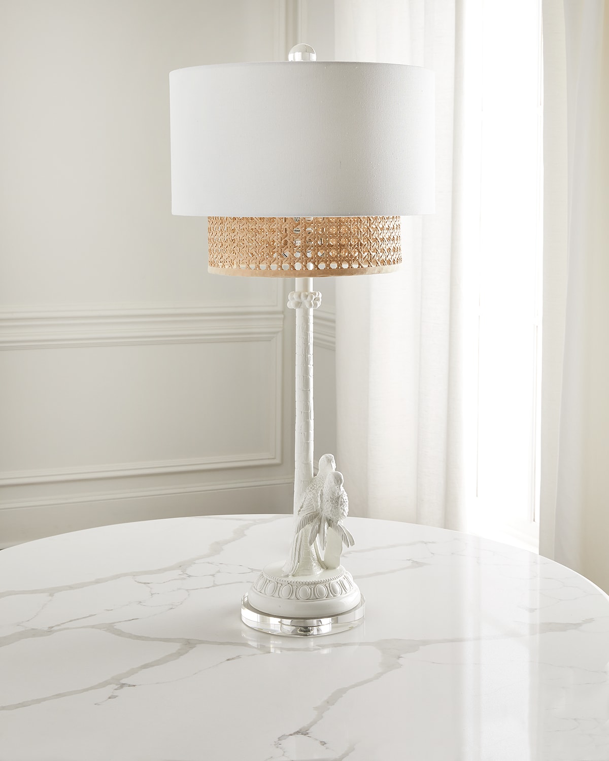 COUTURE LAMPS PARROT AND PALM TABLE LAMP 
