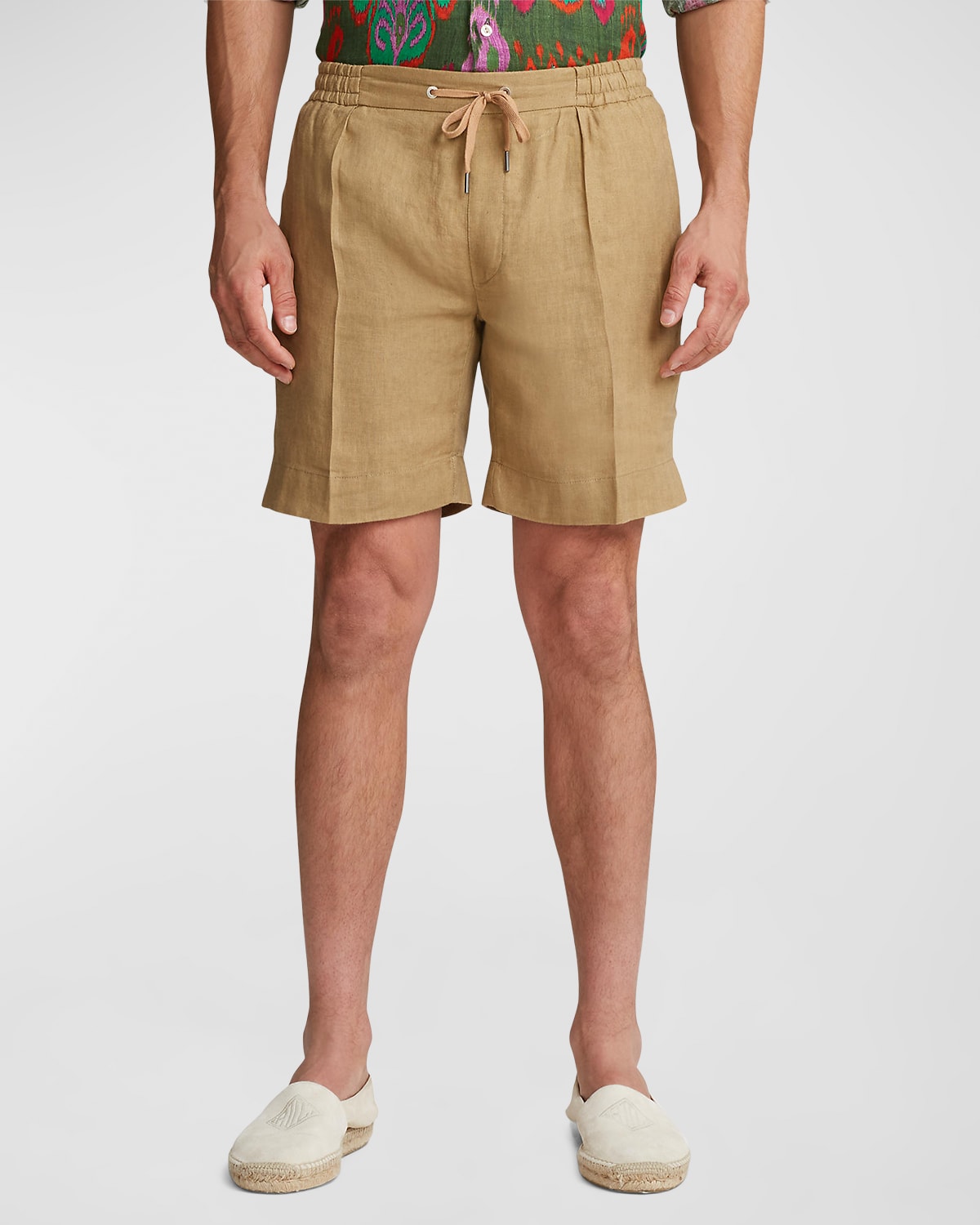 RALPH LAUREN PURPLE LABEL MEN'S DORSET PLEATED LINEN SHORTS