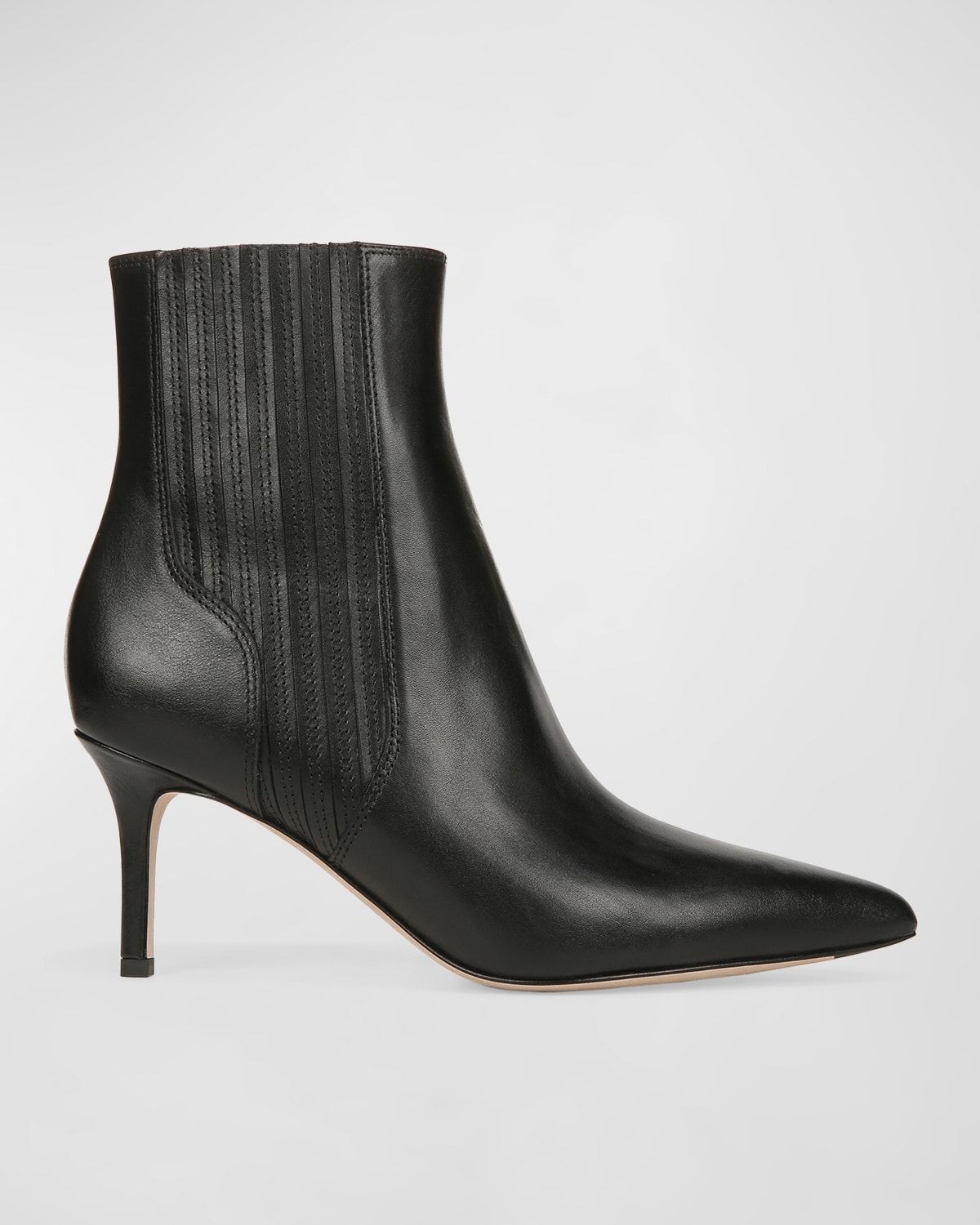 VERONICA BEARD LISA PLEATED LEATHER ANKLE BOOTIES