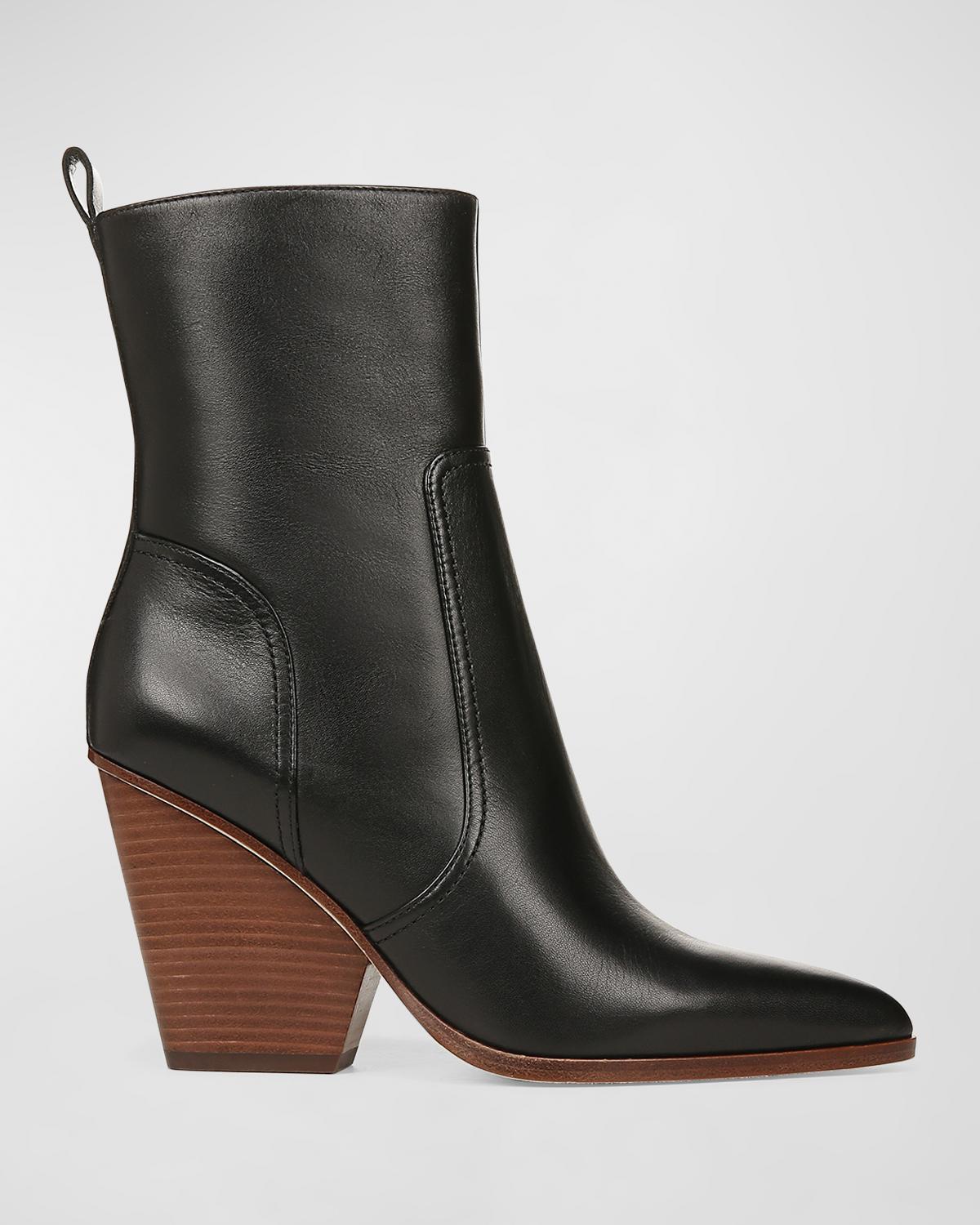 Veronica Beard Logan Leather Ankle Boots In Black