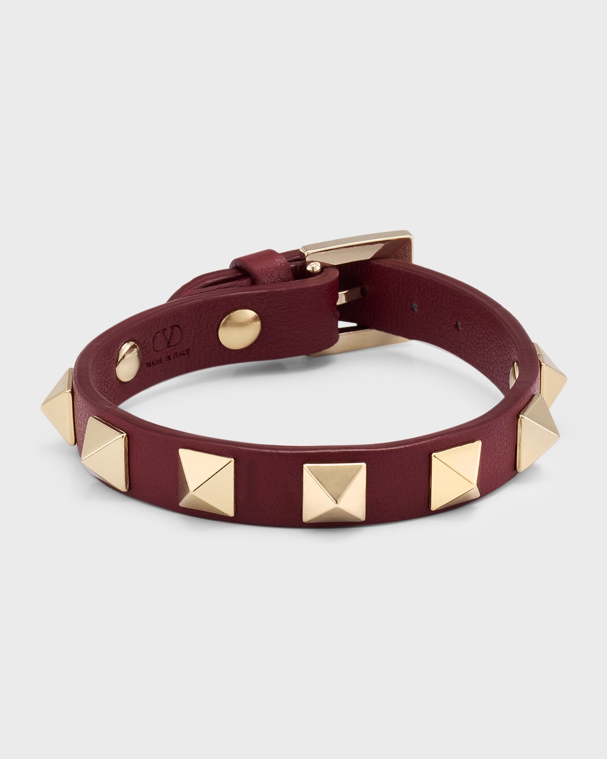 Valentino Garavani Rockstud Leather Bracelet In Deep Red
