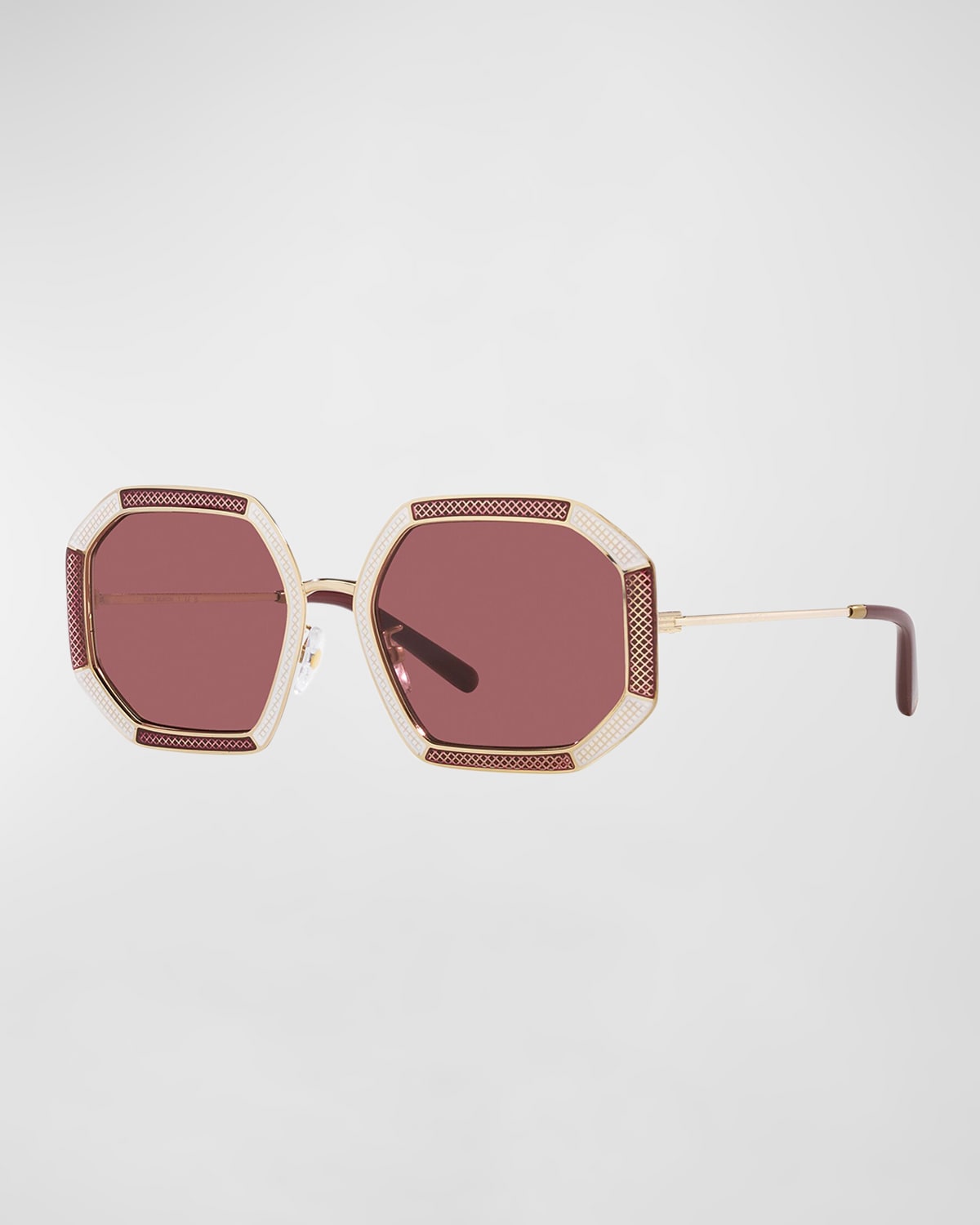 Tory Burch Two-tone Round Metal Alloy Sunglasses In Light Gold