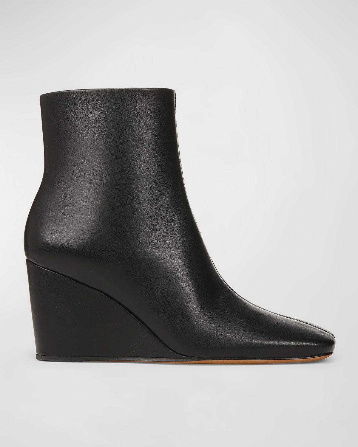 Shop Vince Andy Leather Wedge Ankle Booties In Black