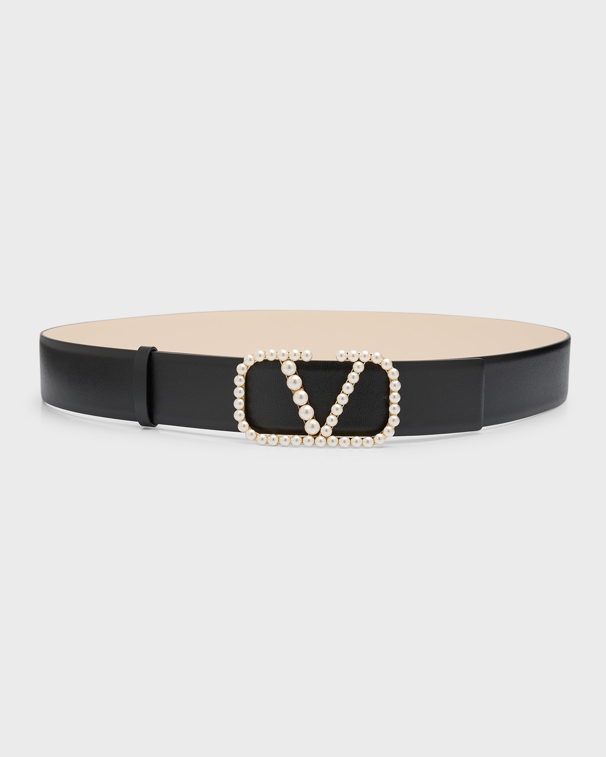 Pearly V-Logo Leather Belt