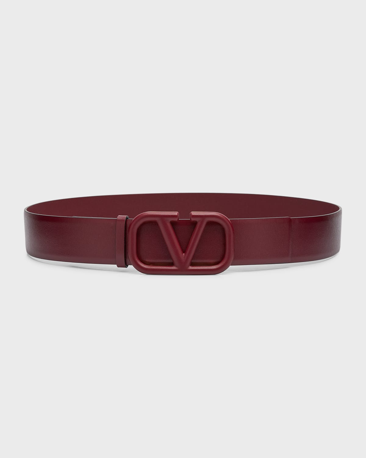 Shop Valentino V-logo Nappa Leather Belt In Cordovan Red
