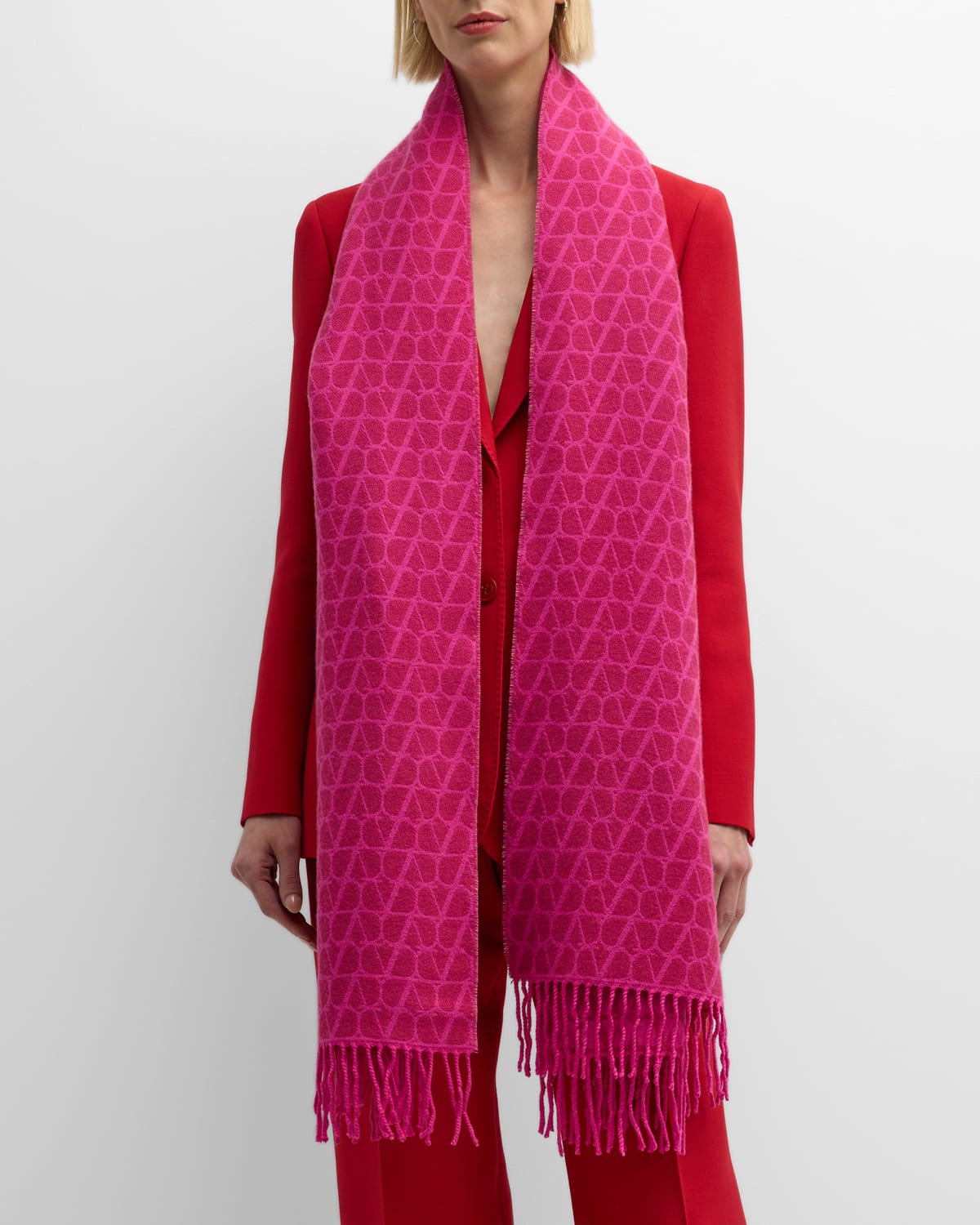 Valentino Garavani Toile Iconographe Jacquard Cashmere-blend Stole In Pink