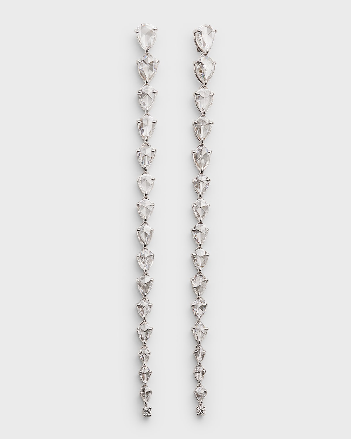 64 Facets 18k White Gold Diamond Drop Earrings