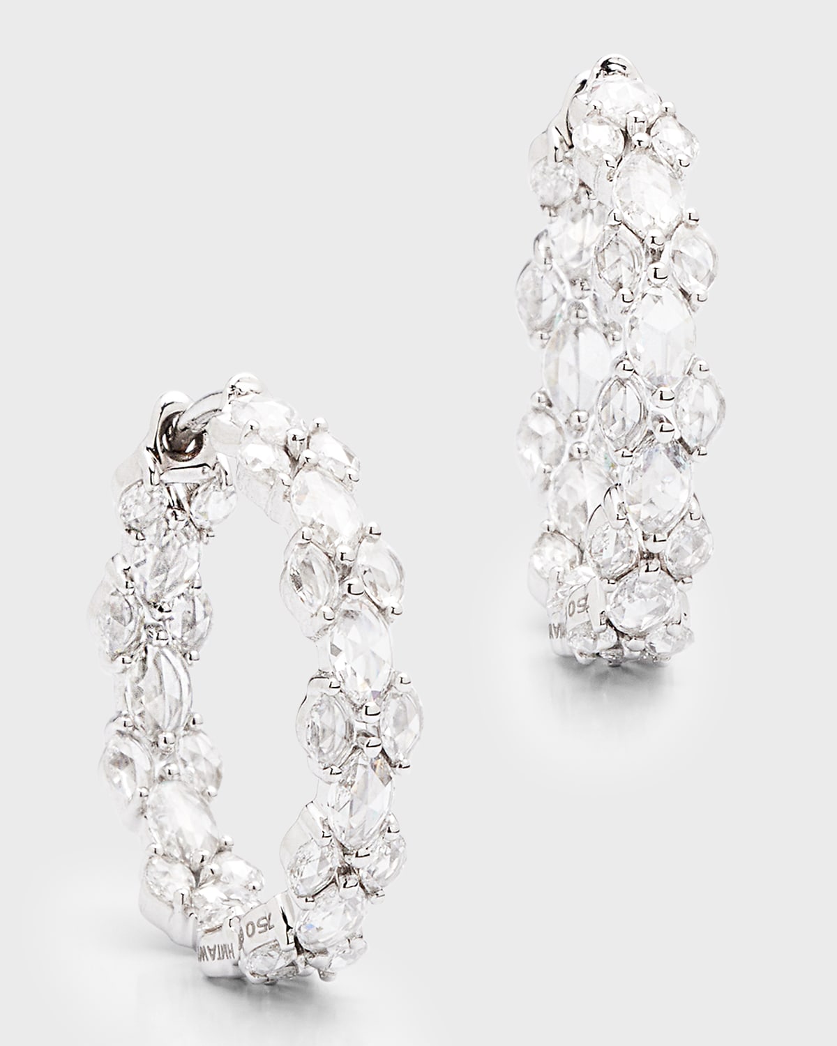 18k White Gold Diamond Mini Hoop Earrings