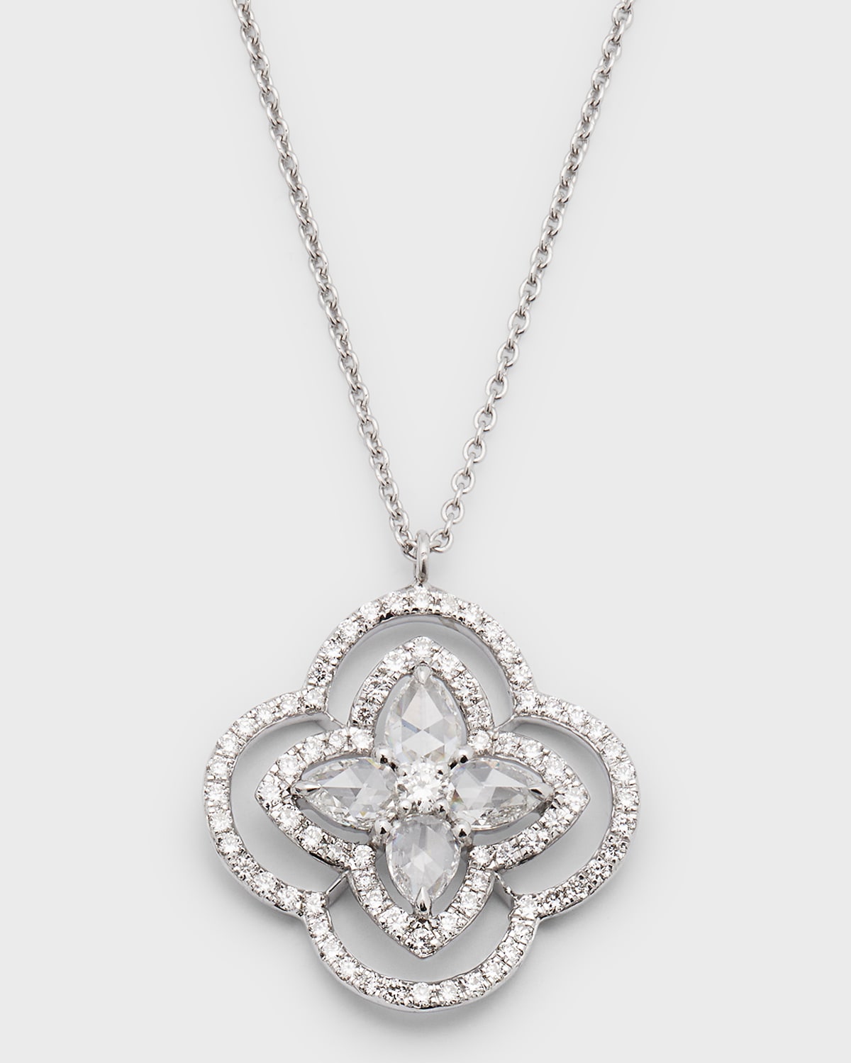 18k White Gold Diamond Blossom Pendant