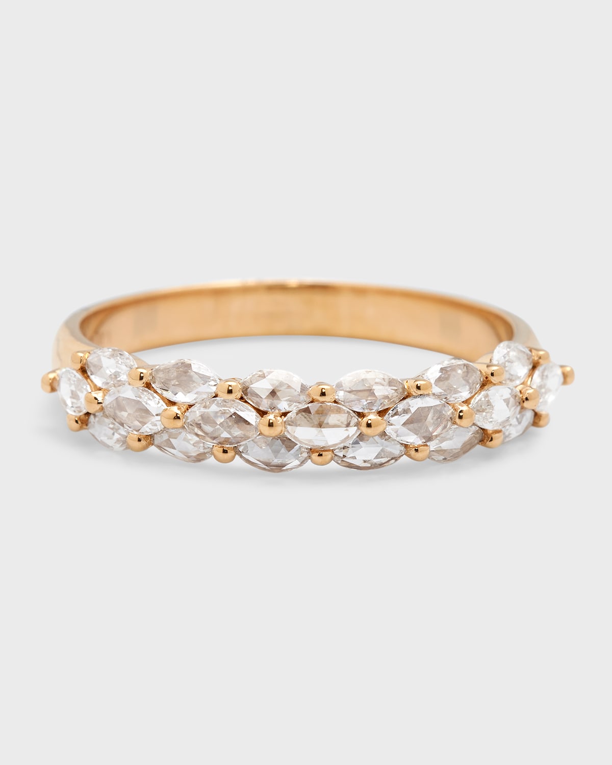 64 Facets 18k Yellow Gold Marquise Diamond Half Eternity Band Ring