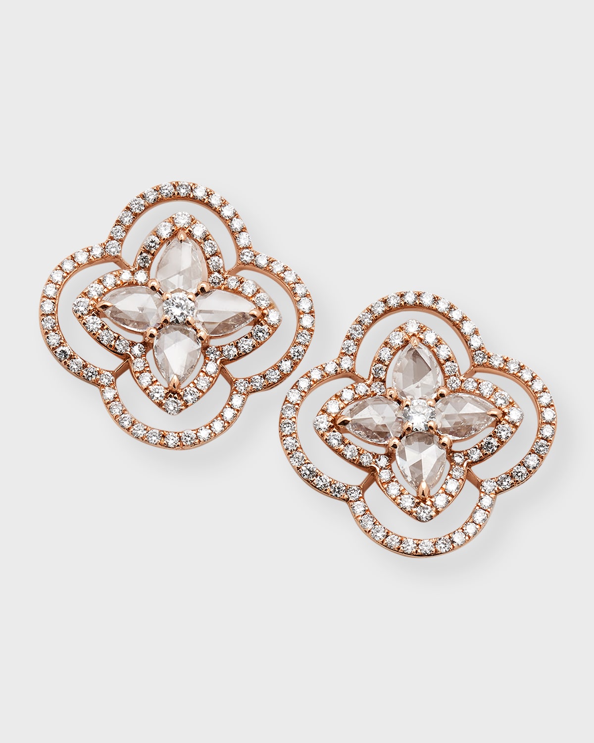 64 Facets 18k Rose Gold Blossom Diamond Stud Earrings