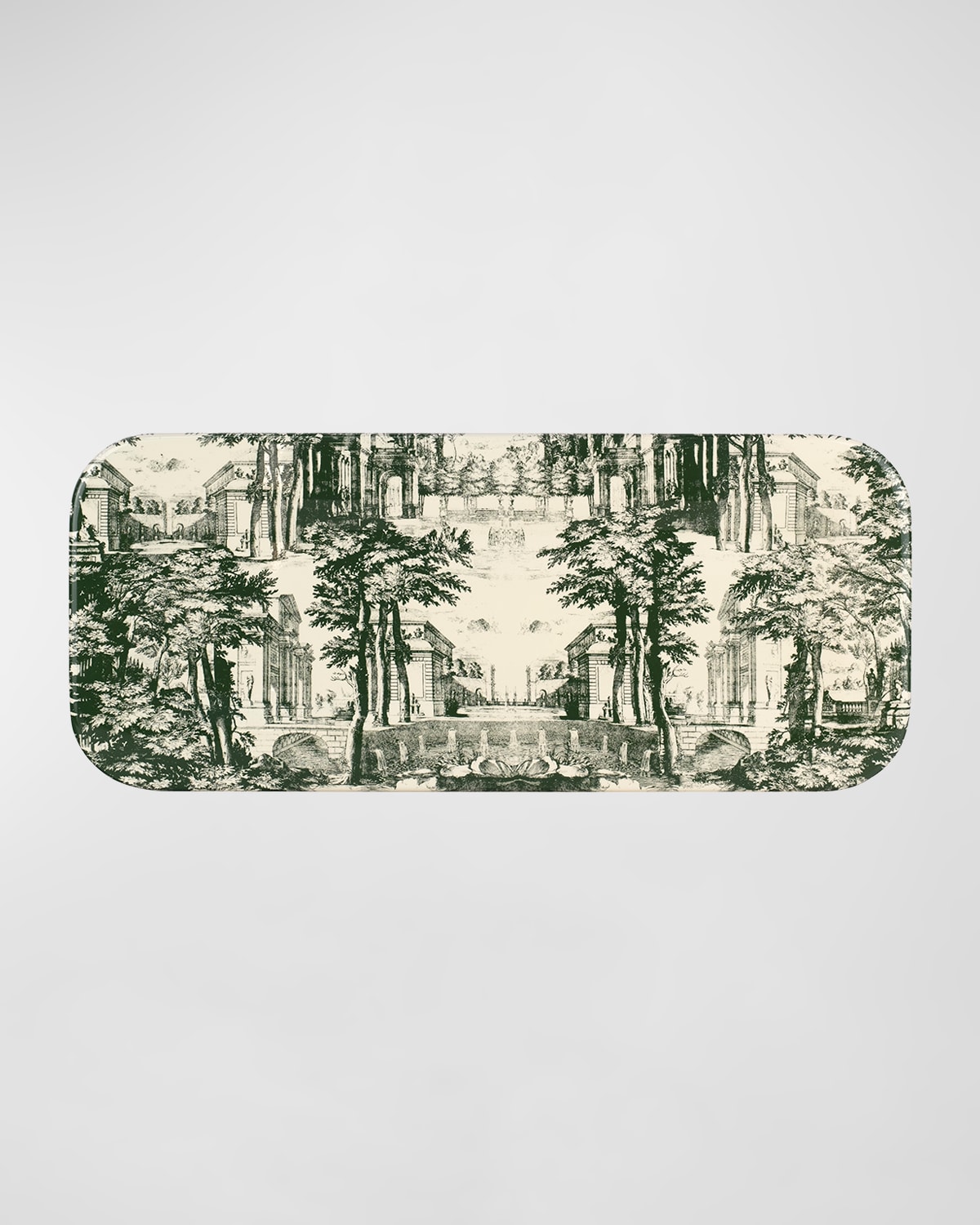 Fornasetti Tray 25x60cm - Giardino Settecentesco Green Ivory