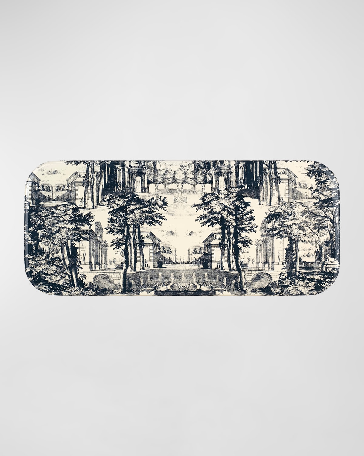 Fornasetti Tray 25x60cm - Giardino Settecentesco Blue Ivory In White