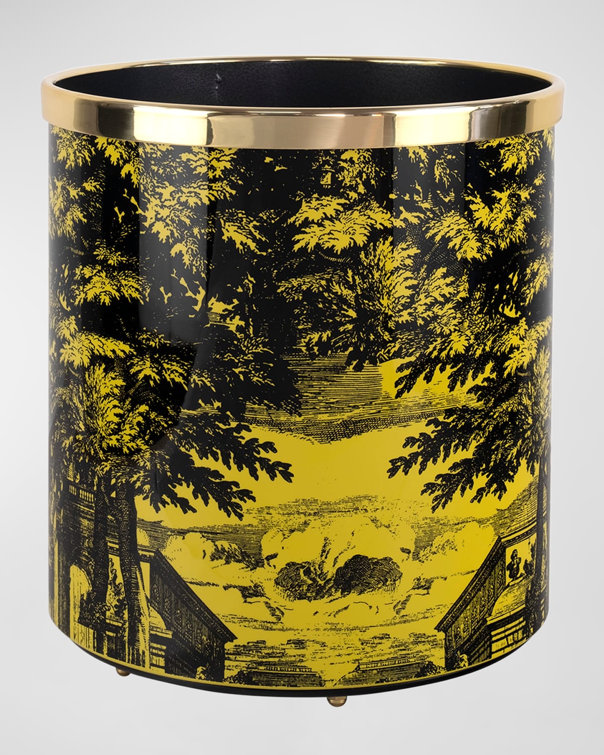Fornasetti Paper Basket - Giardino Settecentesco Black Yellow