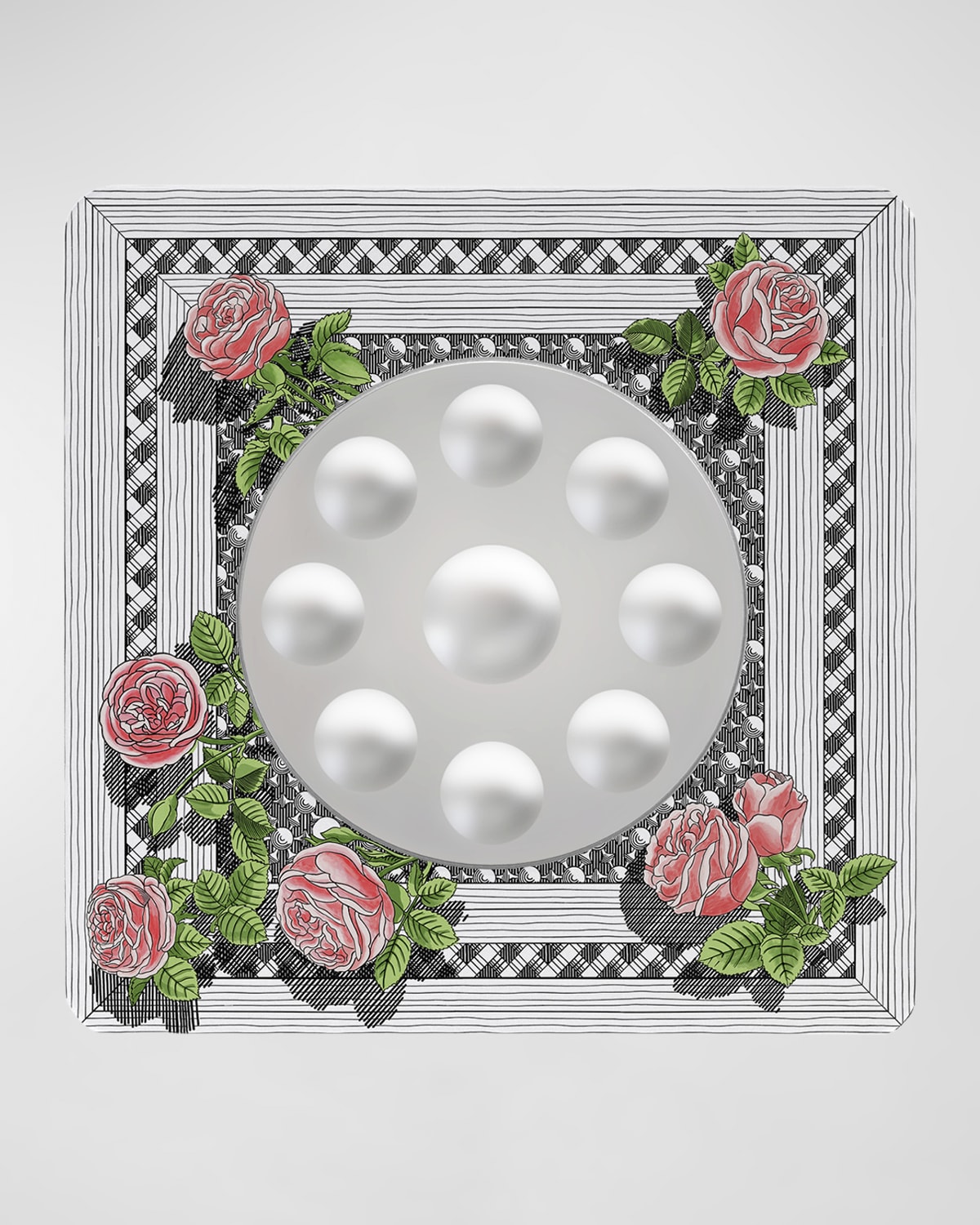 Fornasetti Square Frame With Bubbles Mirror - Musciarabia With Rose Color In Multi