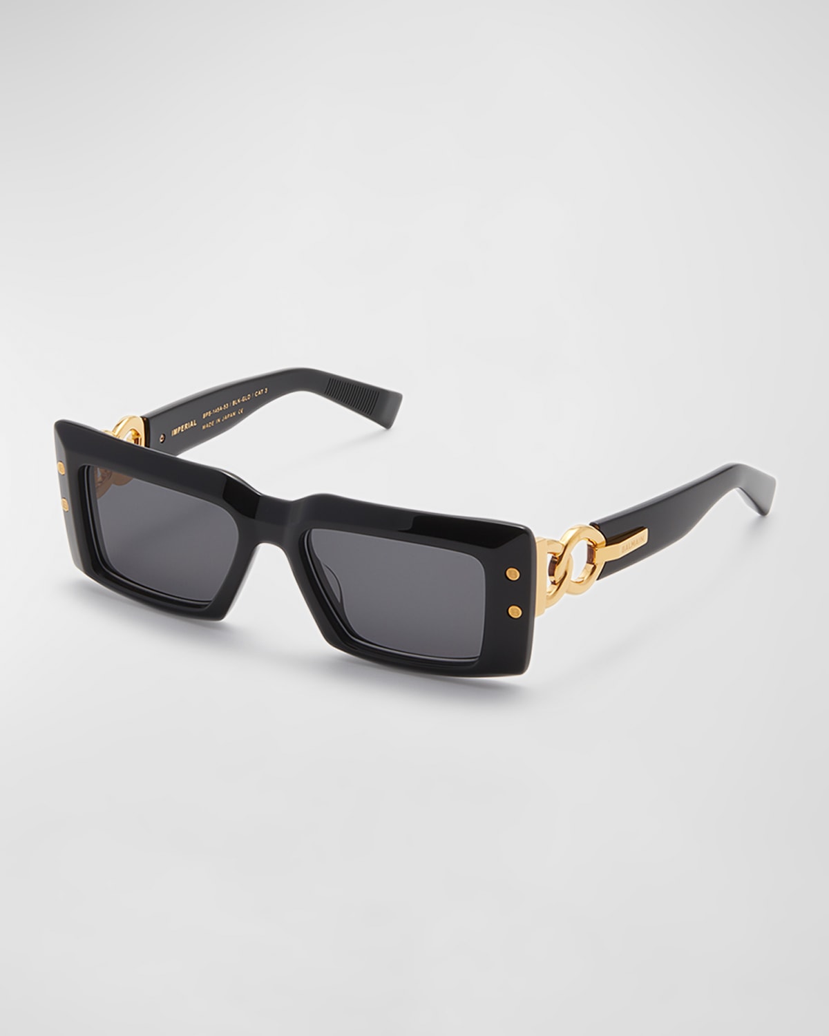 Imperial Black Acetate & Titanium Rectangle Sunglasses