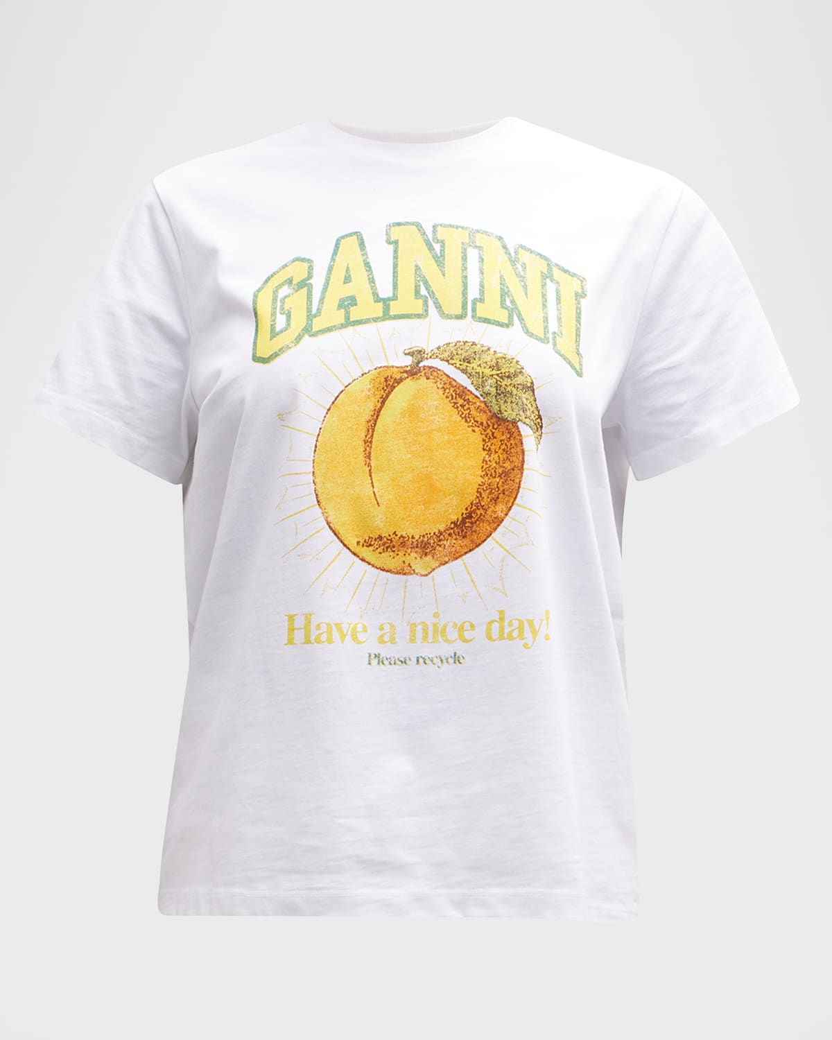 Ganni Basic Jersey Peach Relaxed T-shirt In Bright White