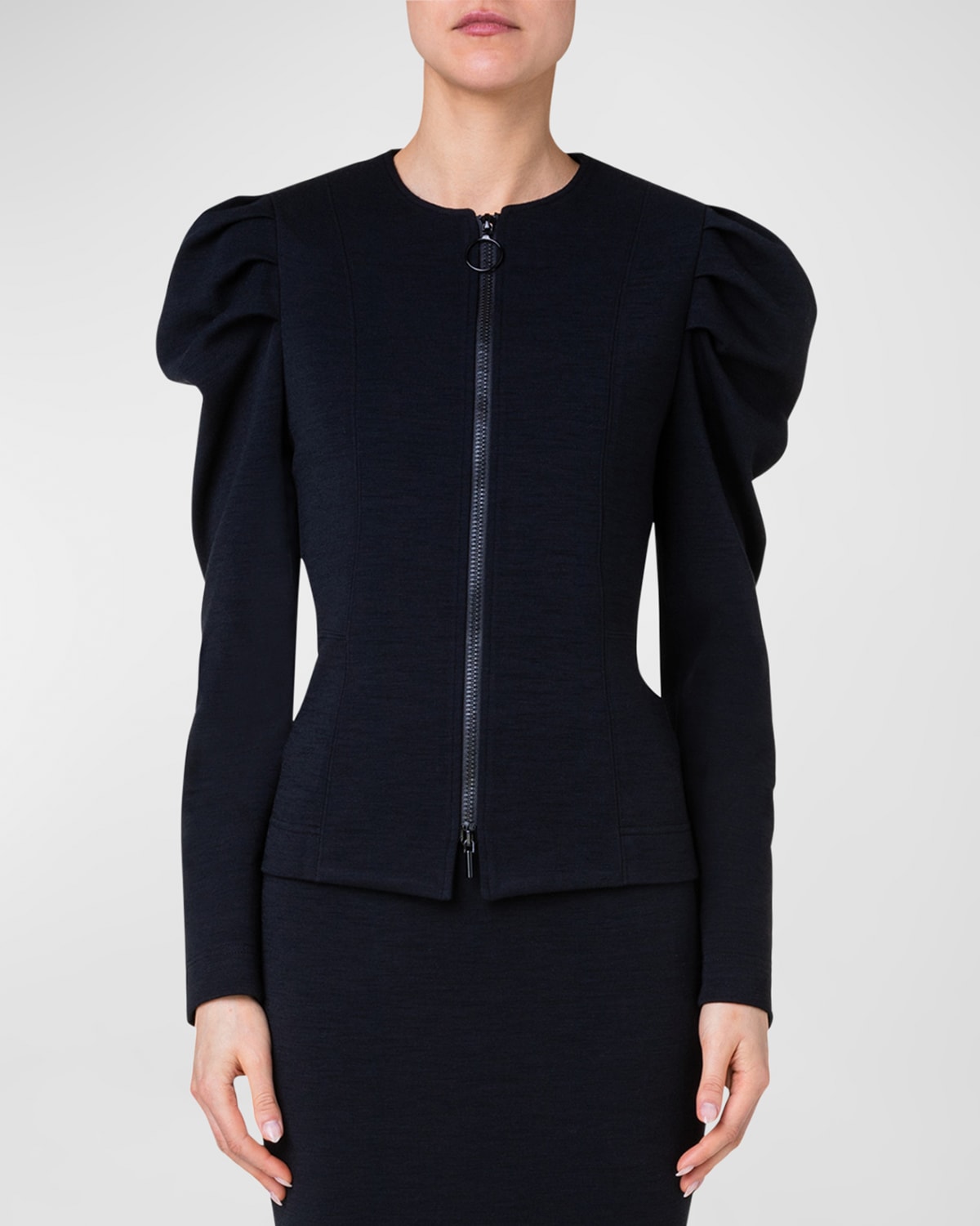 Akris Punto Tailored Scuba Jersey Zip Jacket In Black