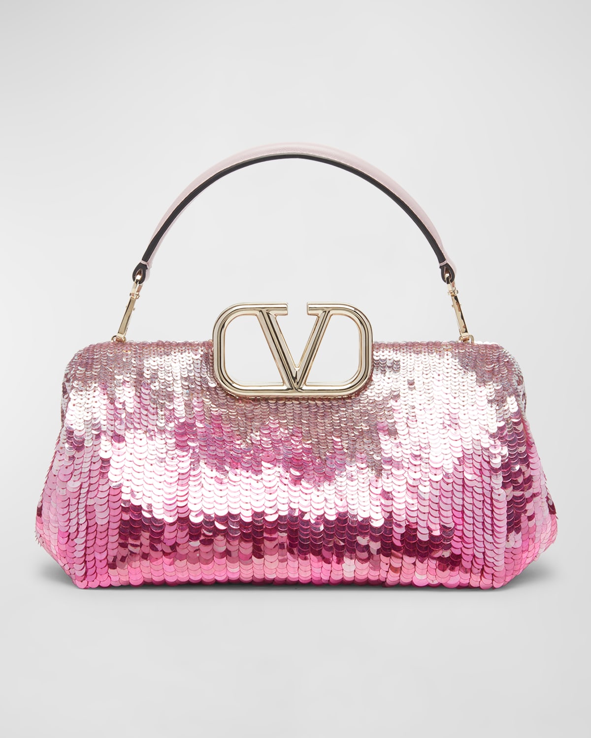 Valentino Garavani Vlogo Shaded Sequins Clutch Bag In Mpg Light Rose Mu | ModeSens