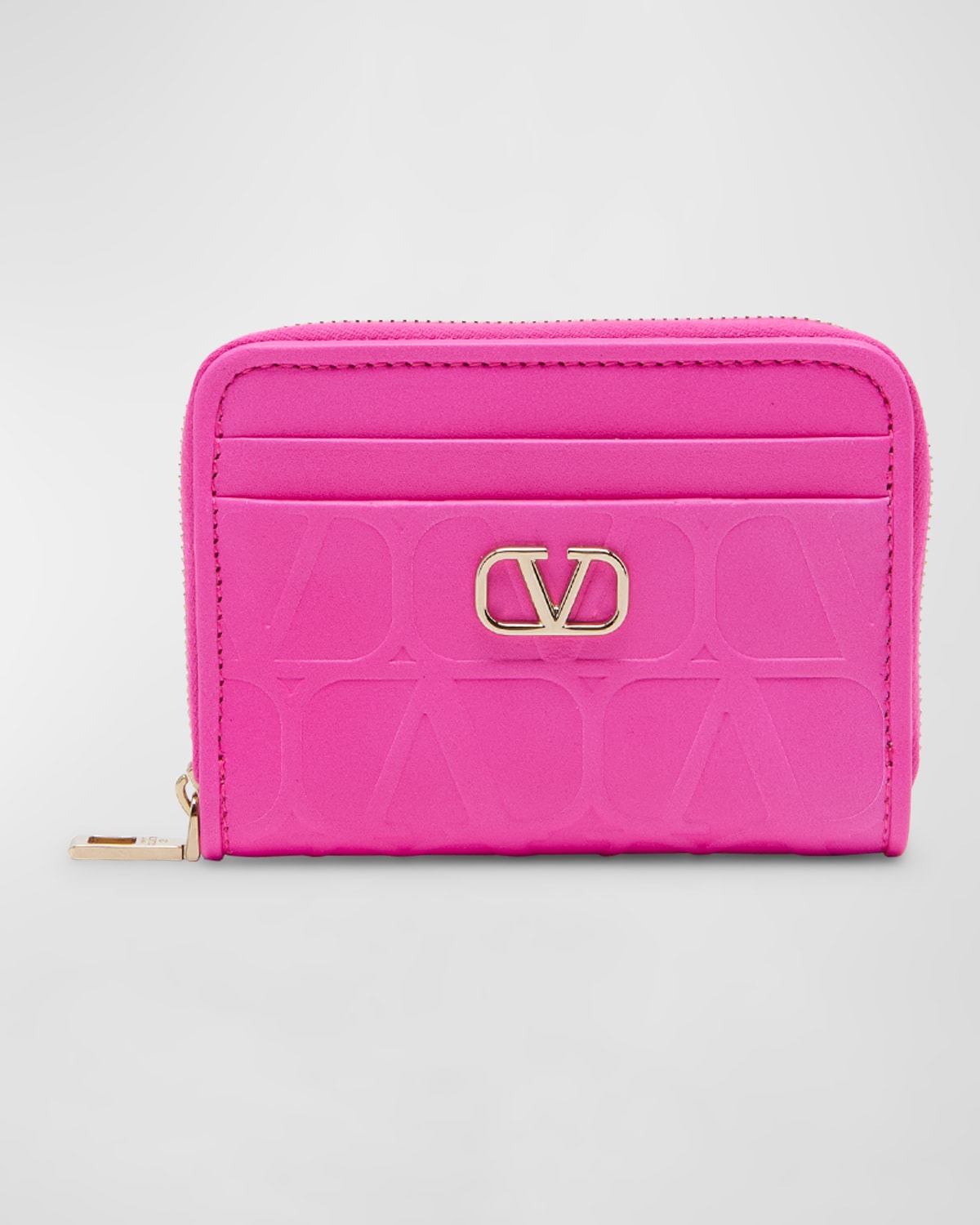 Valentino Garavani Toile Iconographe Leather Wallet In Pink Pp