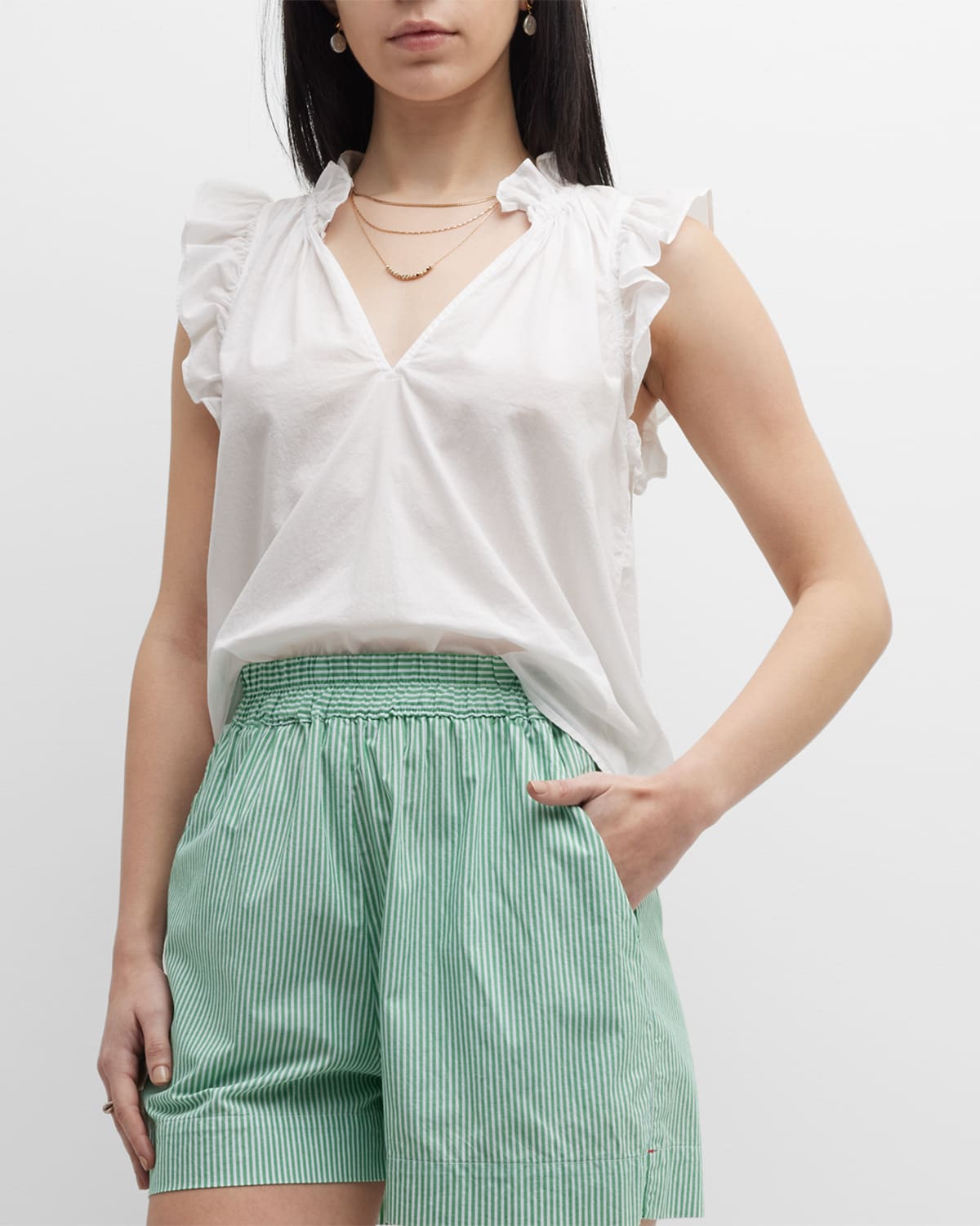 Xirena Bex Sleeveless Ruffle-trim Poplin Top In White