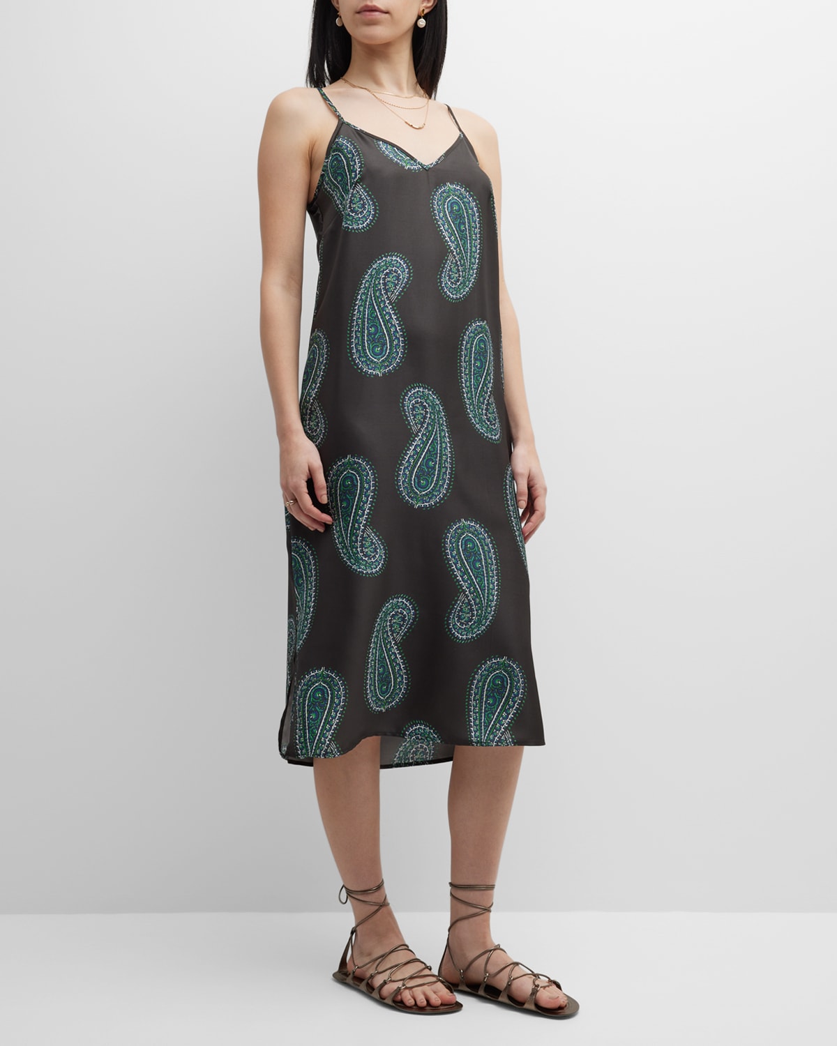 Amber Floral-Print Silk Midi Dress